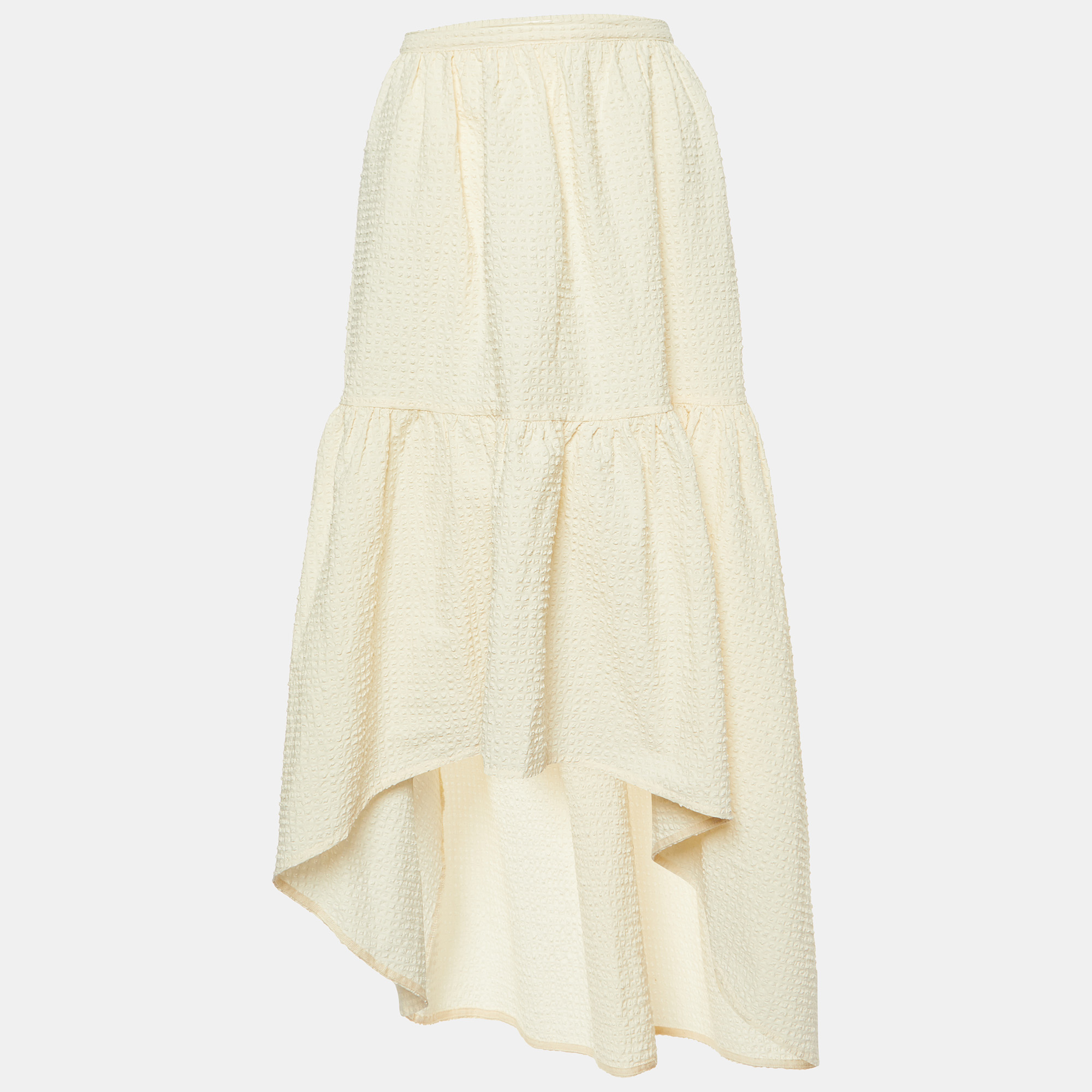 

Maje Cream Textured Cotton Asymmetrical Skirt