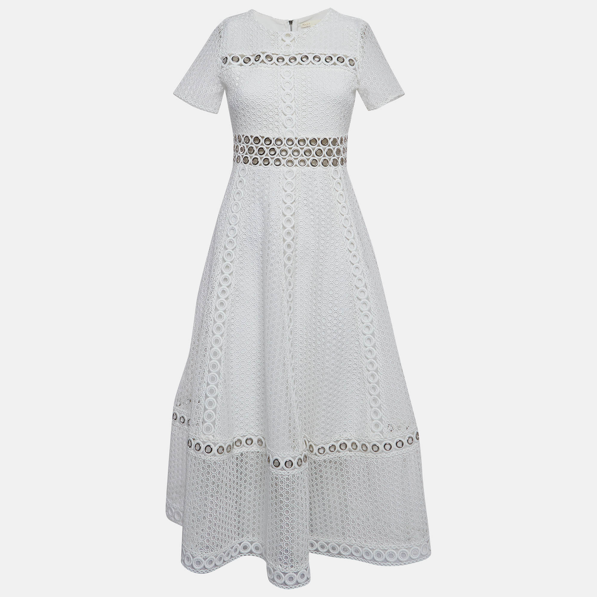 

Maje White Lace Midi Dress