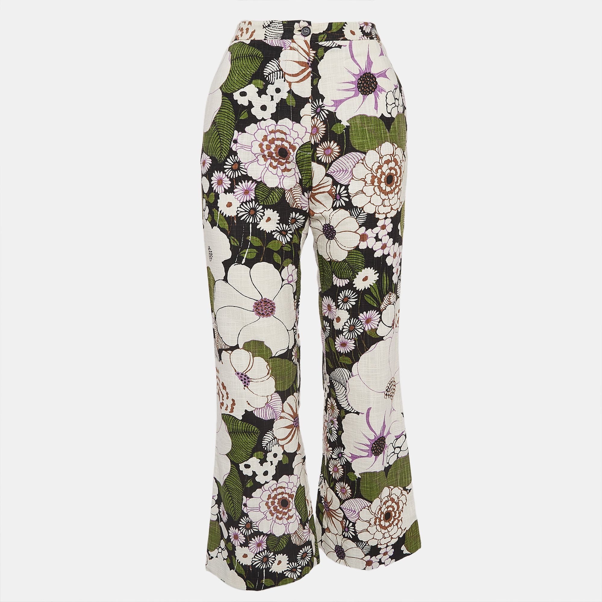 

Maje Multicolor Floral Print Cotton Flared Trousers S