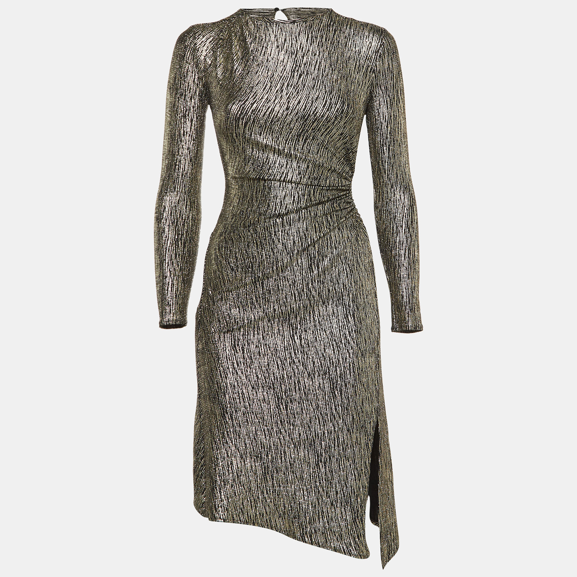 

Maje Black/Metallic Lurex Knit Cut-Out Detail Short Dress S
