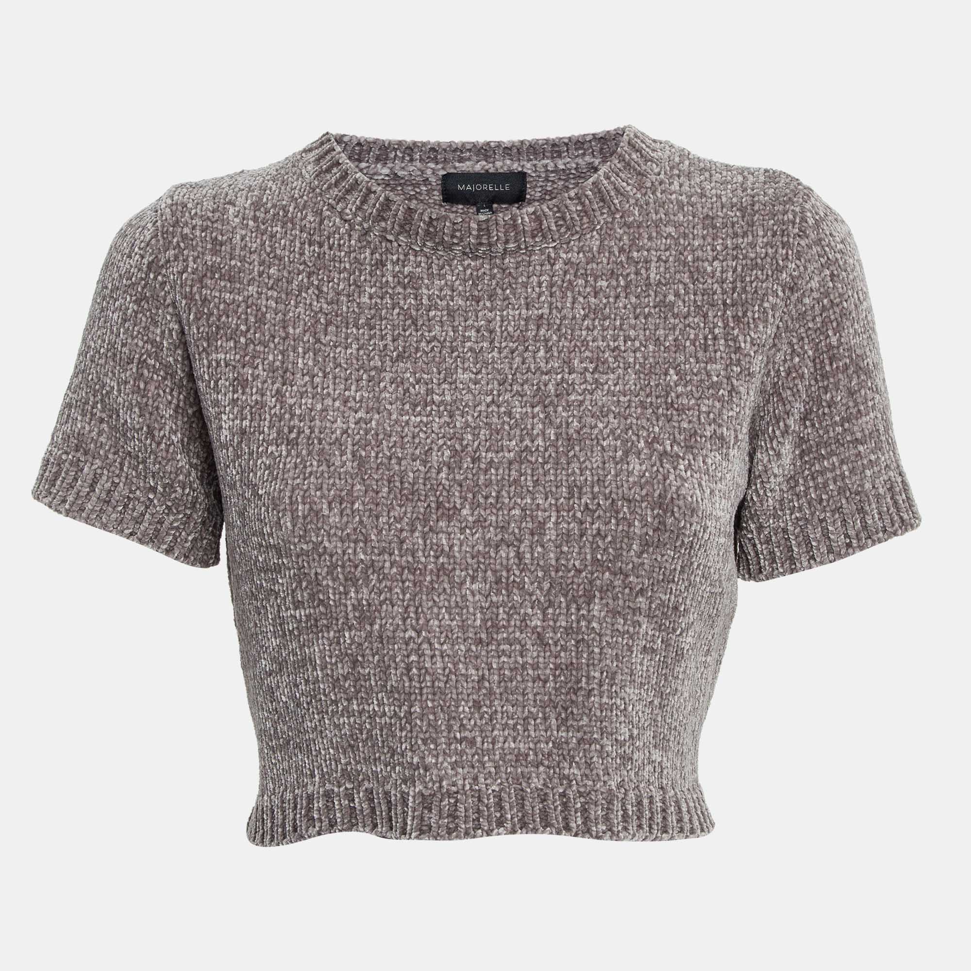 

Majorelle Grey Rib Knit Denitza Chenille Crop Top L