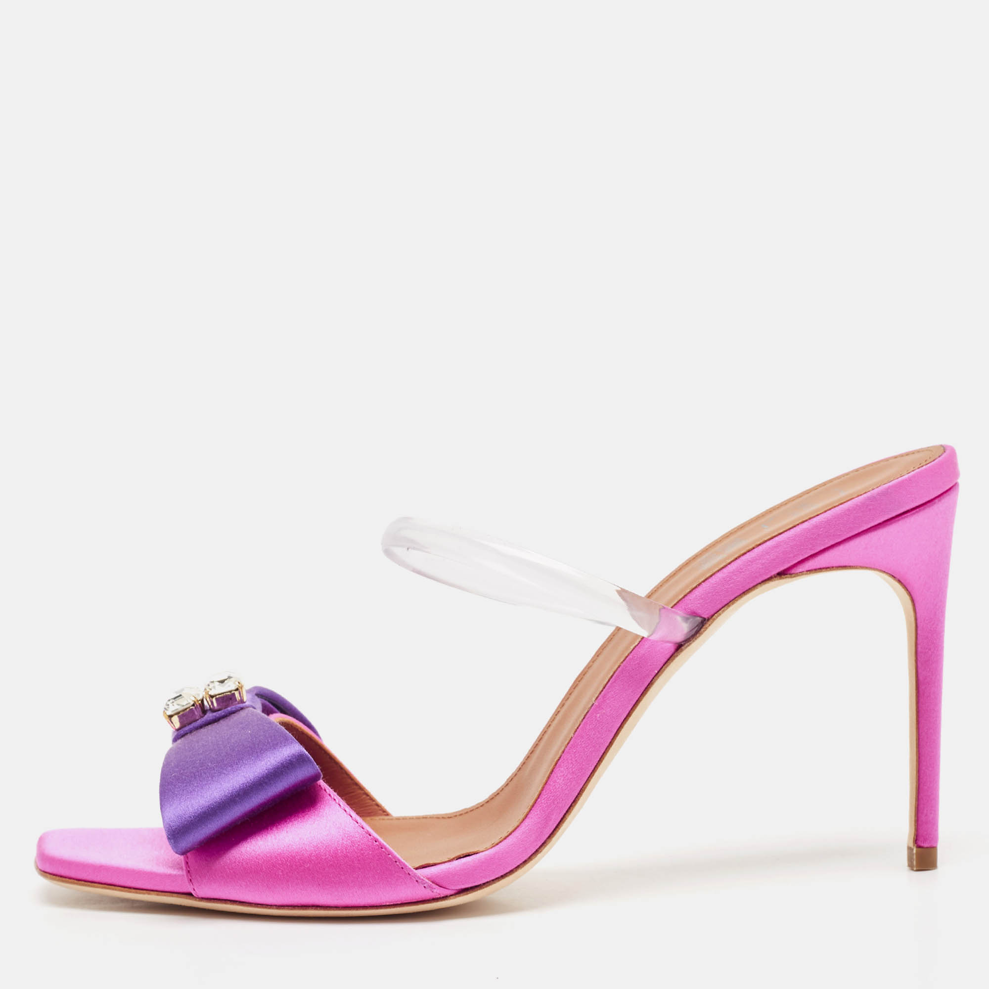 

Malone Souliers Purple/Pink Satin Emily Slide Sandals Size