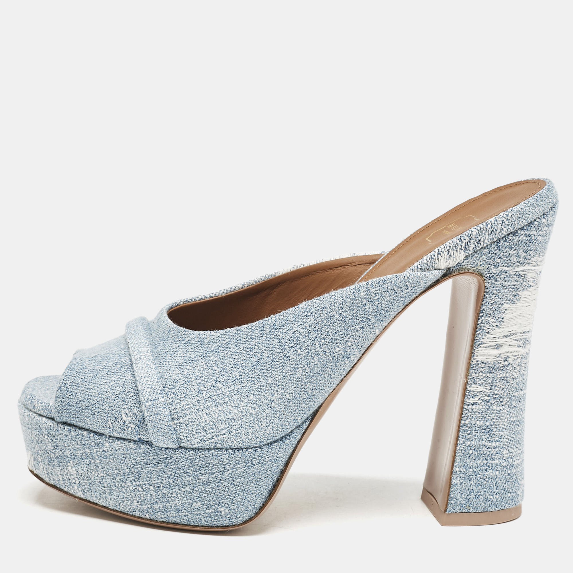 

Malone Souliers Blue Denim Yasmin Platform Mules Size