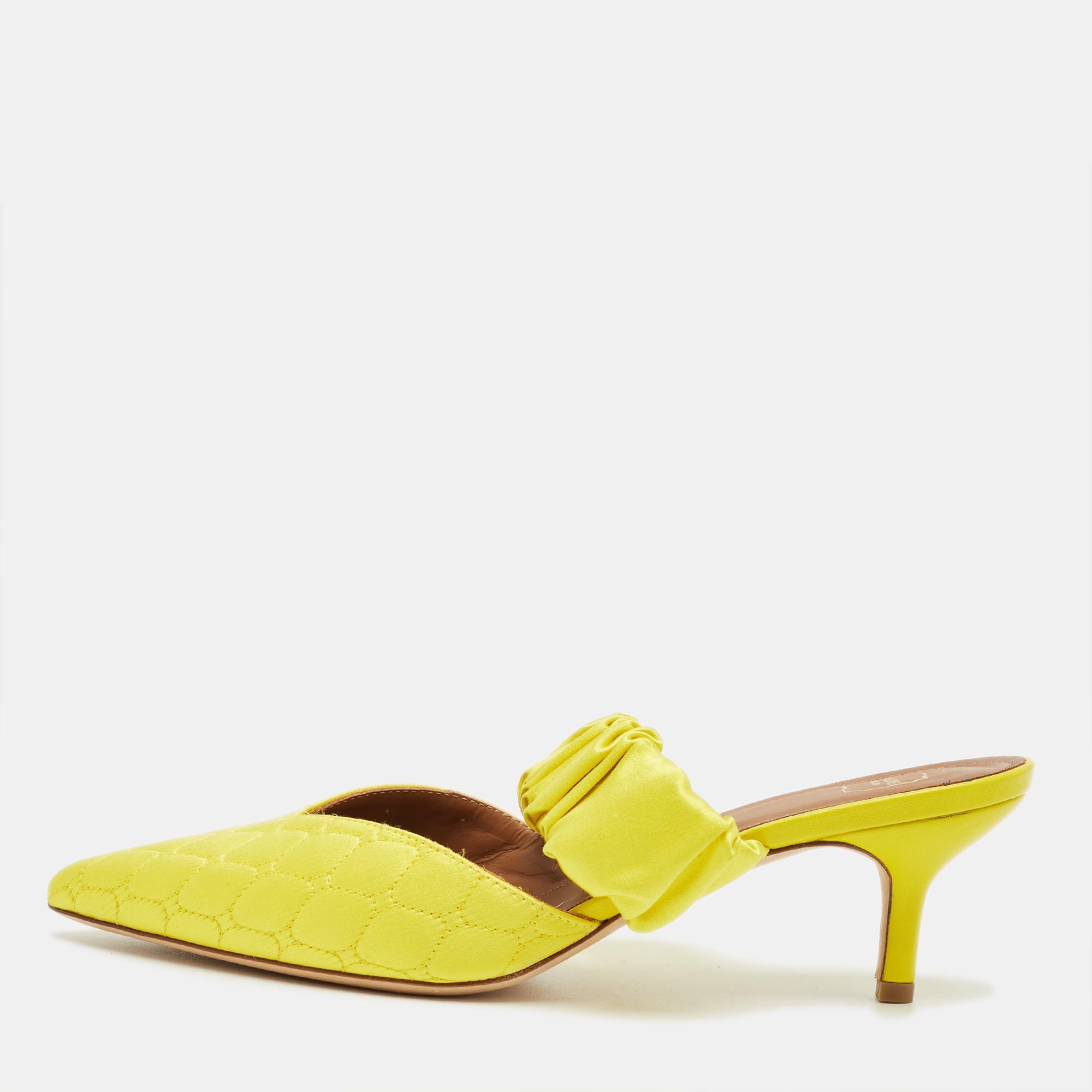 

Malone Souliers Yellow Satin Maisie Mules Size