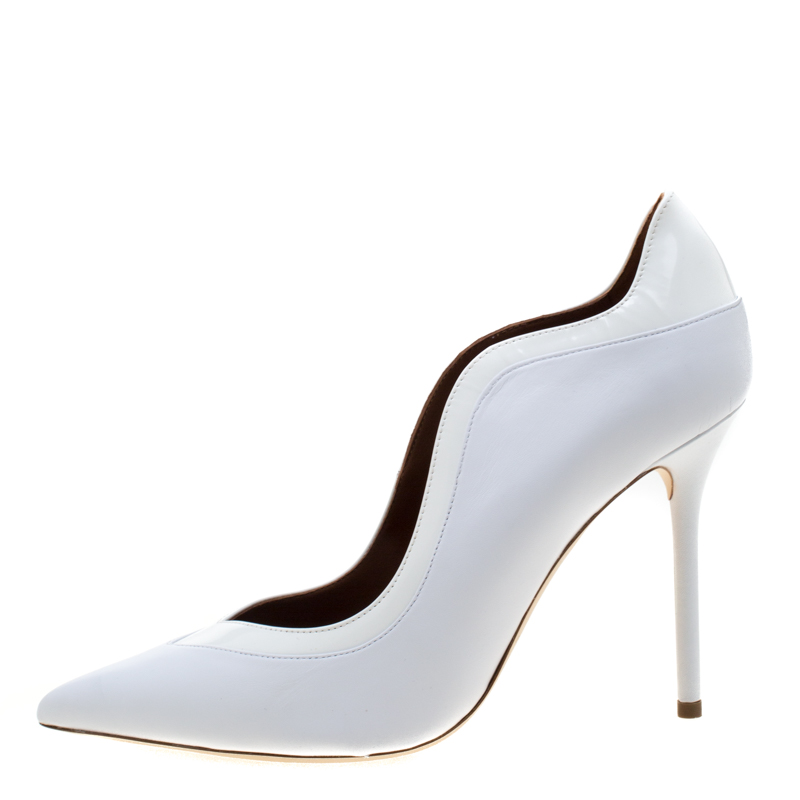 

Malone Souliers By Roy Luwolt Optic White Leather Penelope Pointed Toe Pumps Size