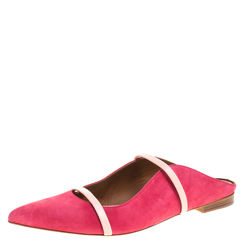 Malone Souliers Pink Suede Maureen Pointed Toe Mules Size 42