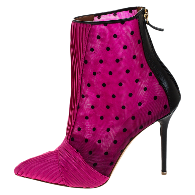 

Malone Souliers Pink Satin And Mesh Charlise Ankle Boots Size