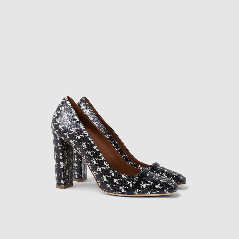 

Malone Souliers Black Lorena Houndstooth-Print Leather Pumps Size IT