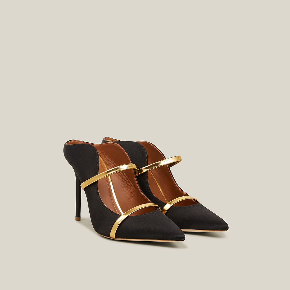 

Malone Souliers Black Maureen Satin Mules Size IT 41.5