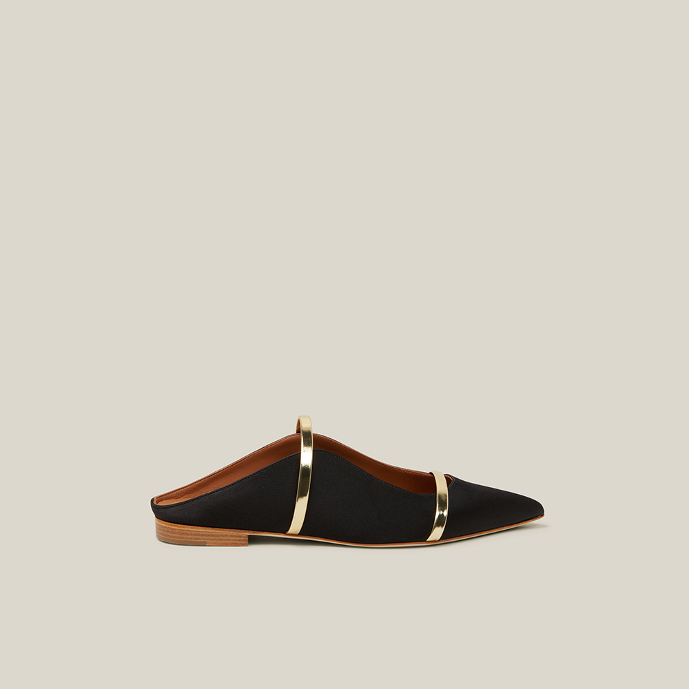 مملوكة مسبقًا Malone Souliers Black Maureen Satin Slippers Size IT 39