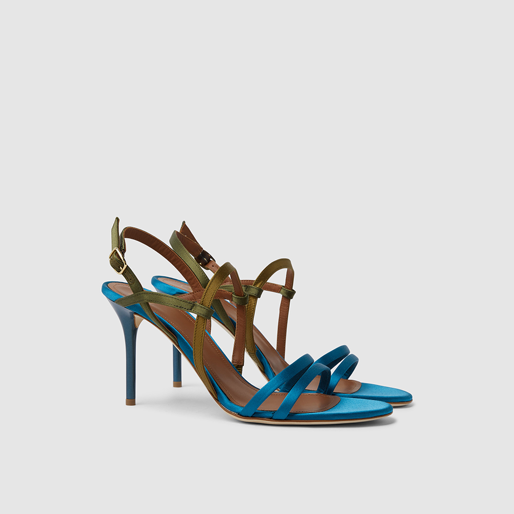 

Malone Souliers Blue Sage High Heel Satin Sandals Size IT