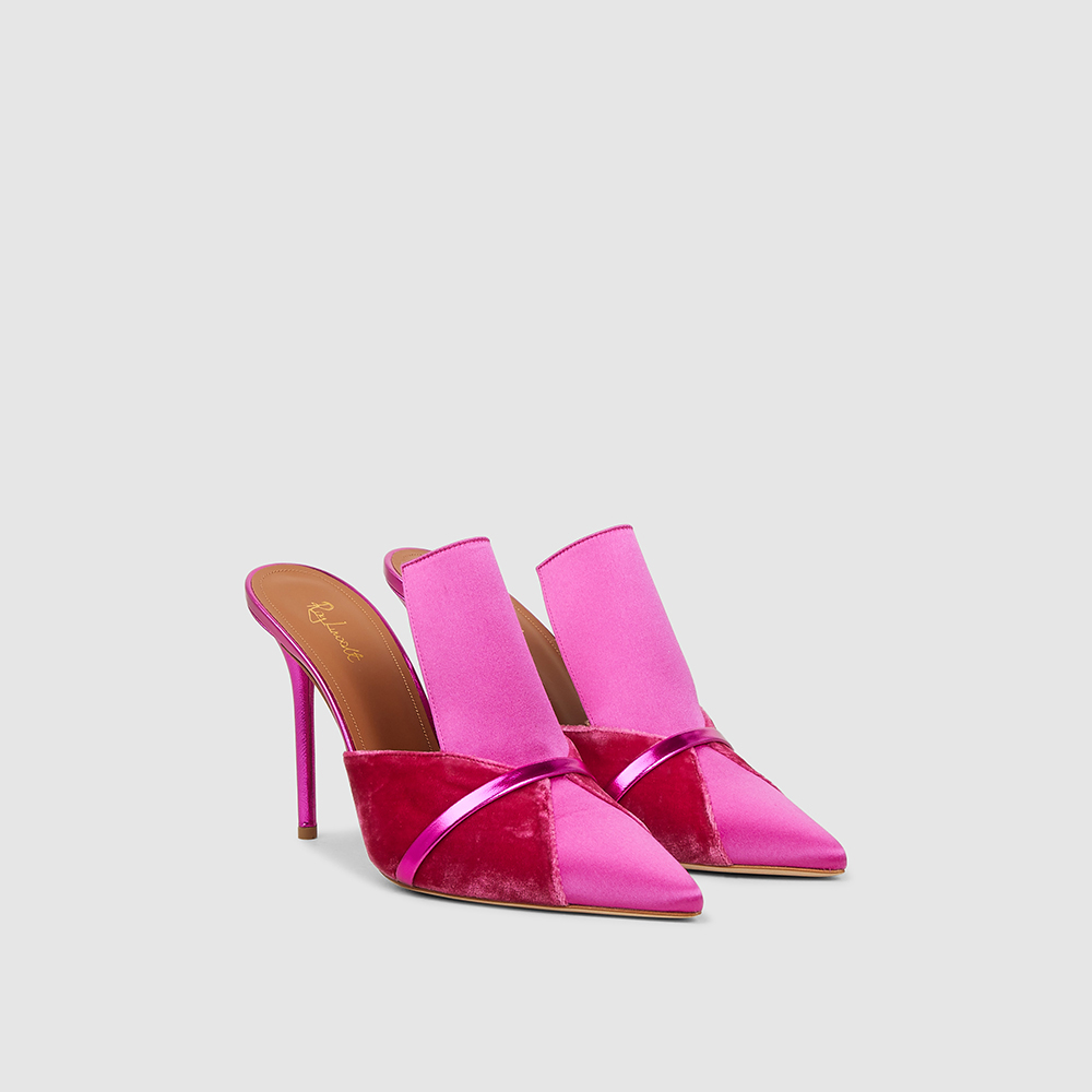 

Malone Souliers Pink Danielle Satin and Velvet Mules Size IT