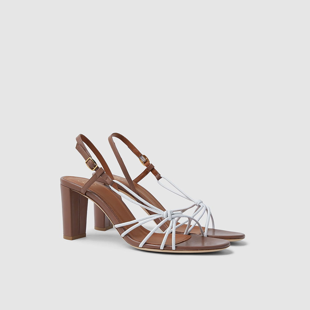 

Malone Souliers White Binette Knotted Leather Slingback Sandals Size IT