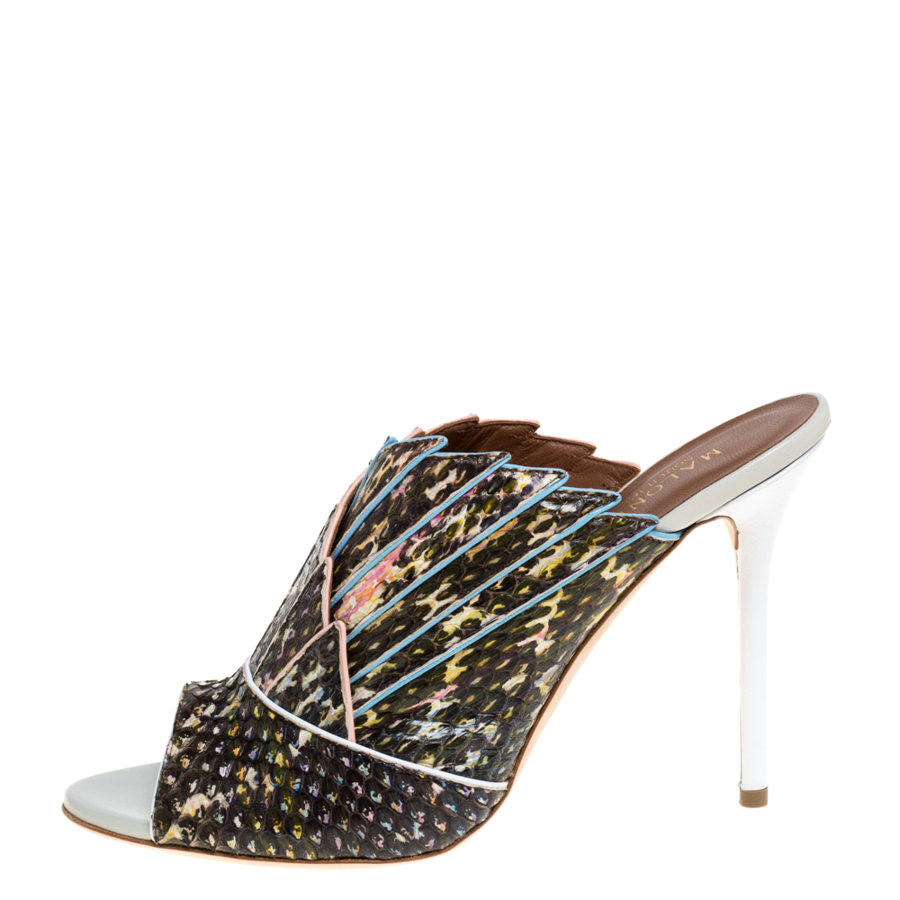 

Malone Souliers Multicolor Python Leather Donna Open Toe Sandals Size
