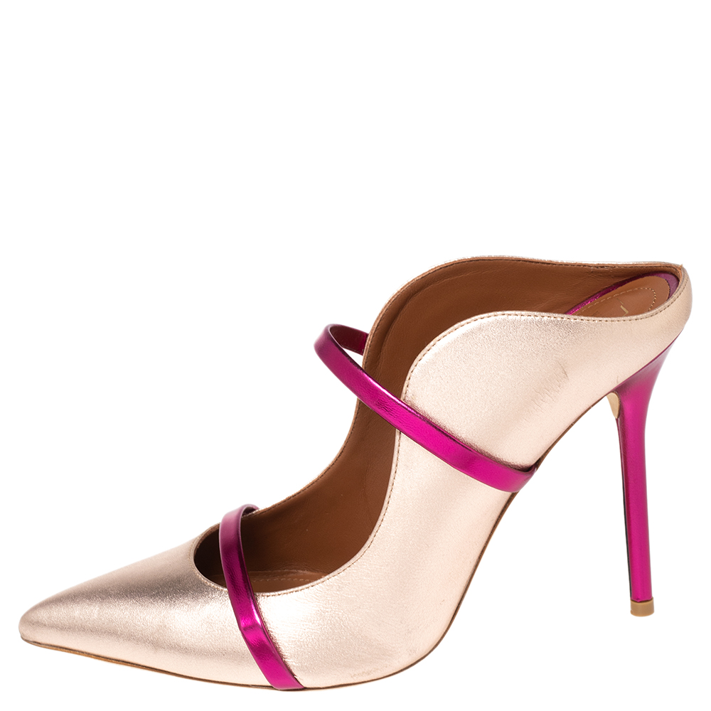 

Malone Souliers Gold Leather Maureen Pointed Toe Mules Size