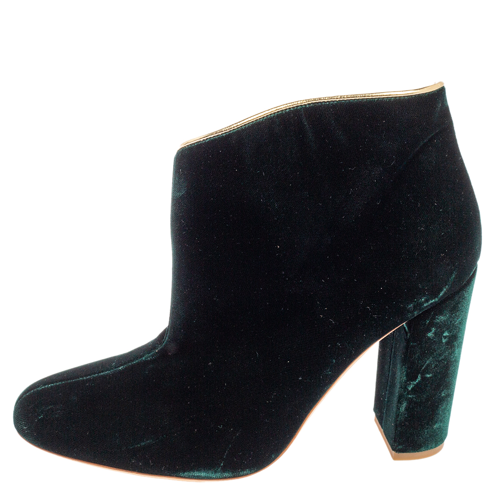 

Malone Souliers Green Velvet Eula Ankle Boots Size