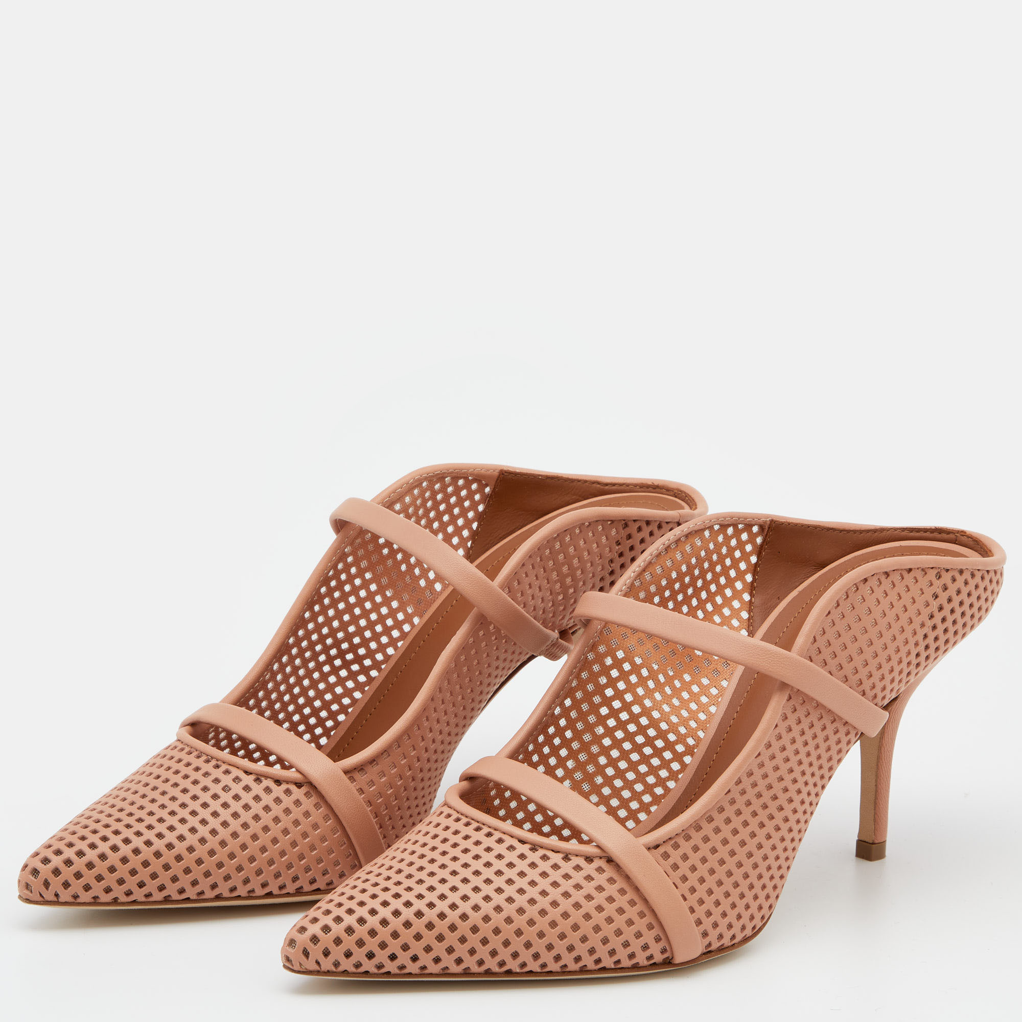 

Malone Souliers Peach Perforated Leather Maureen Pointed Toe Mules Size, Orange