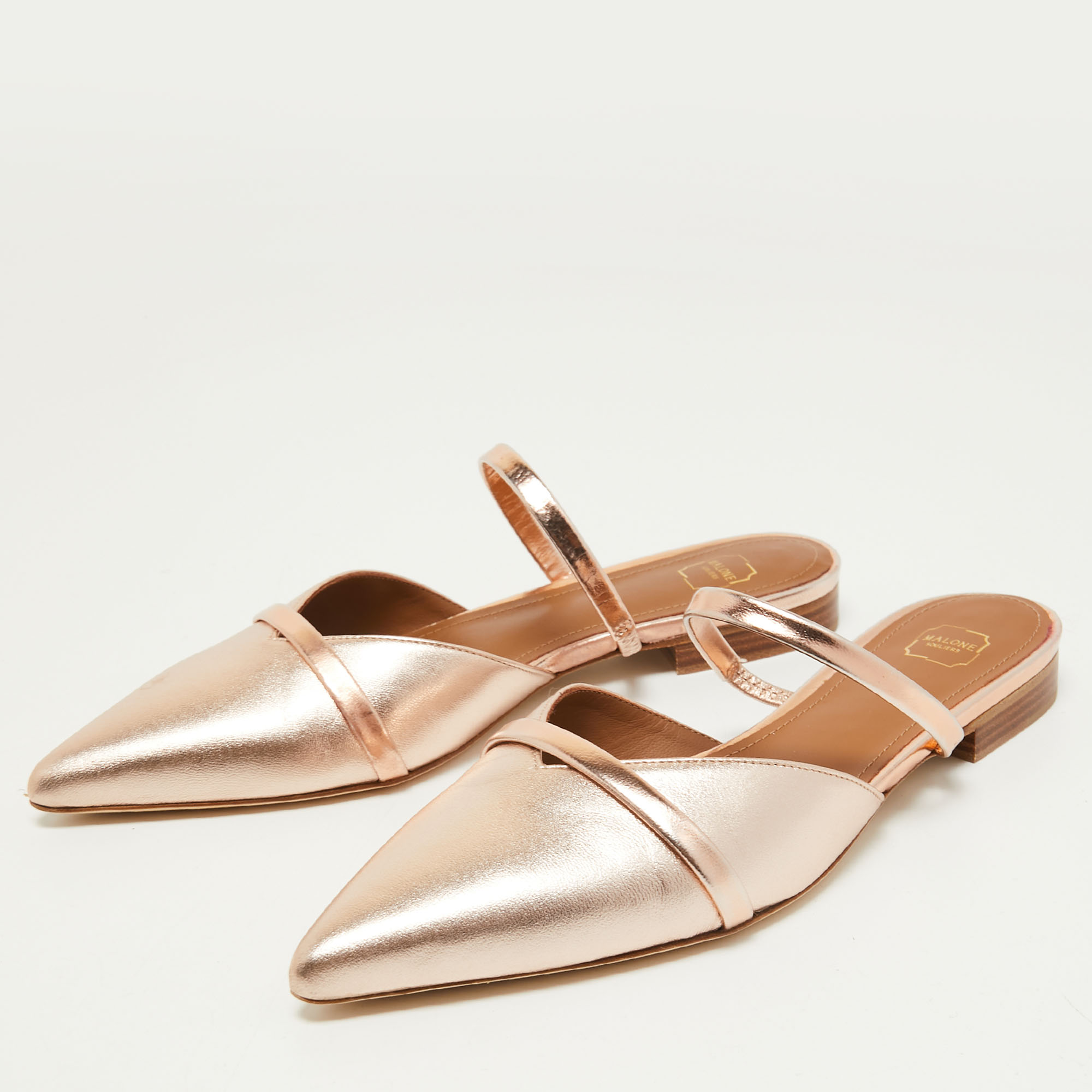 

Malone Souliers Metallic Leather Frankie Mary Jane Flat Mules Size