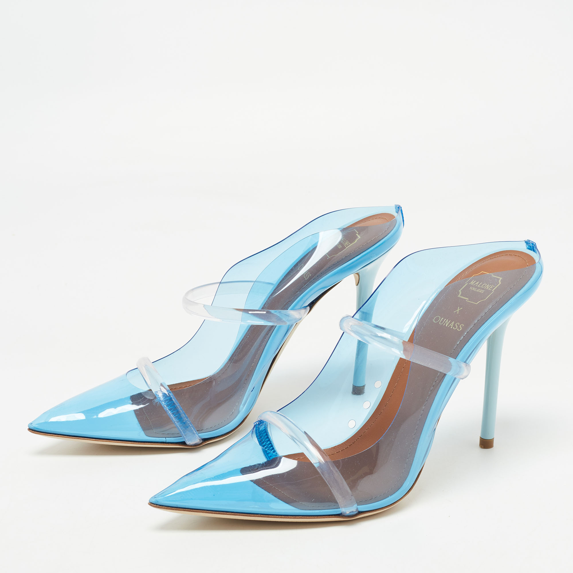 

Malone Souliers Blue/Transparent PVC Maureen Pumps Size