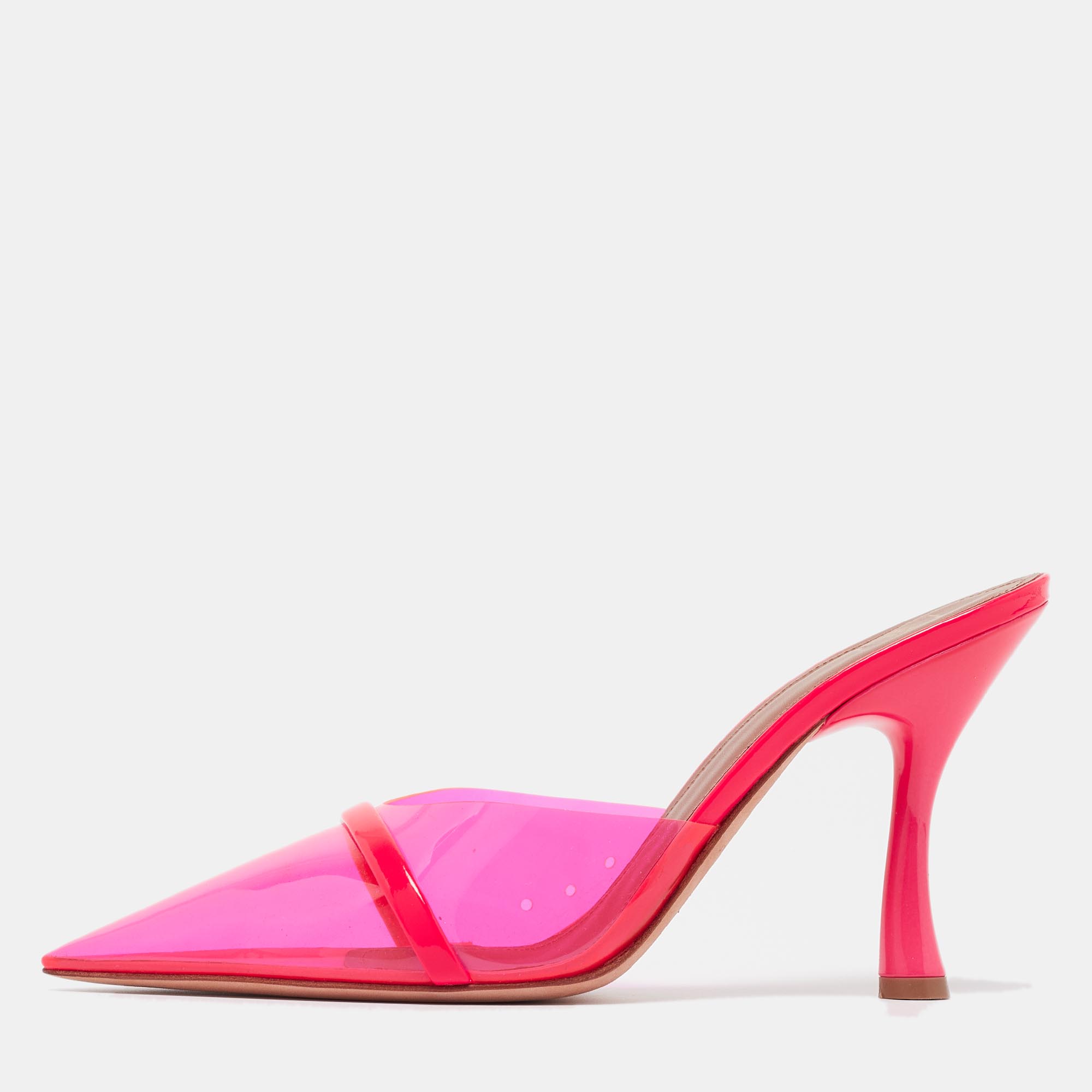 

Malone Souliers Pink PVC and Patent Leather Joella Mules Size