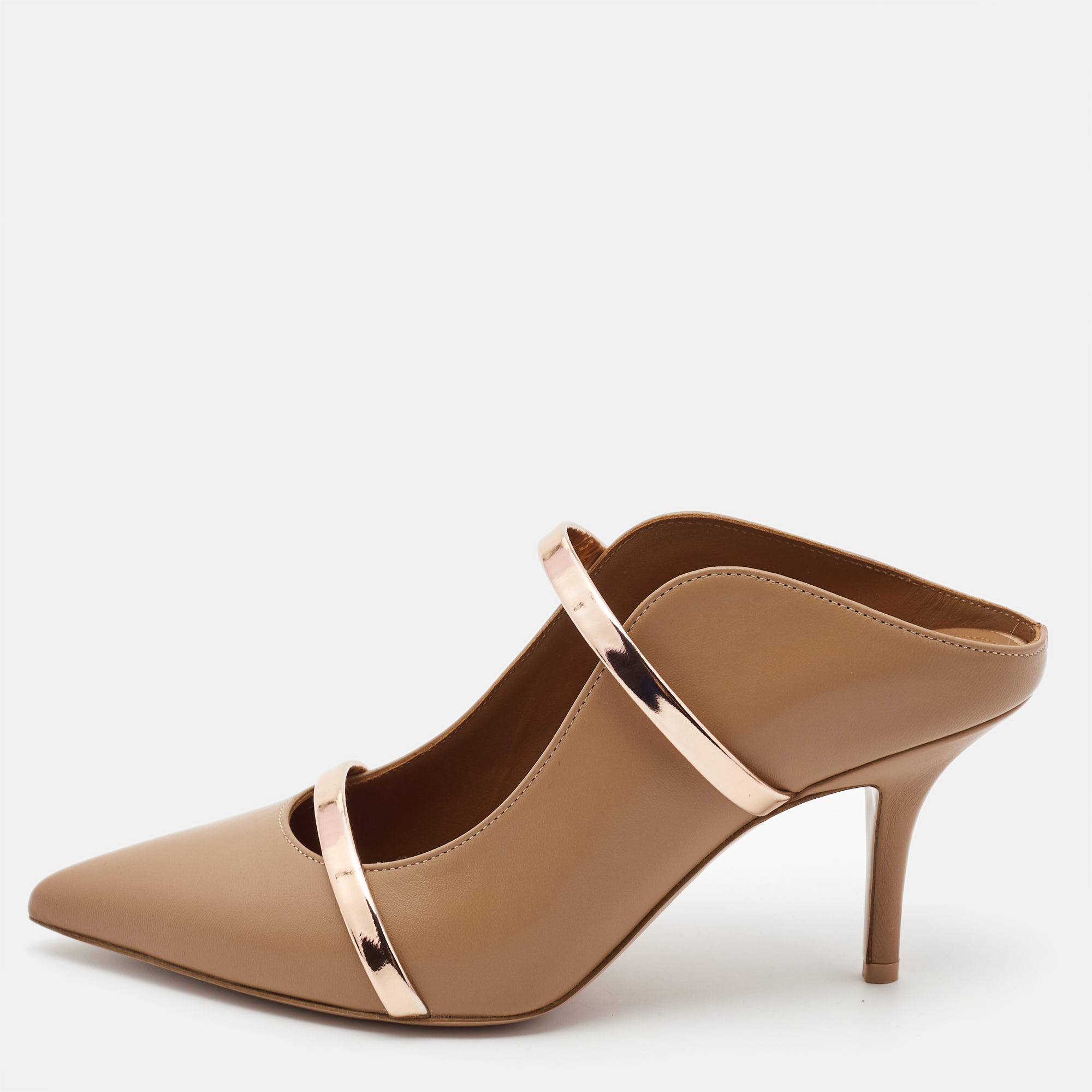 

Malone Souliers Brown/Rose Gold Leather Maureen Mules Size