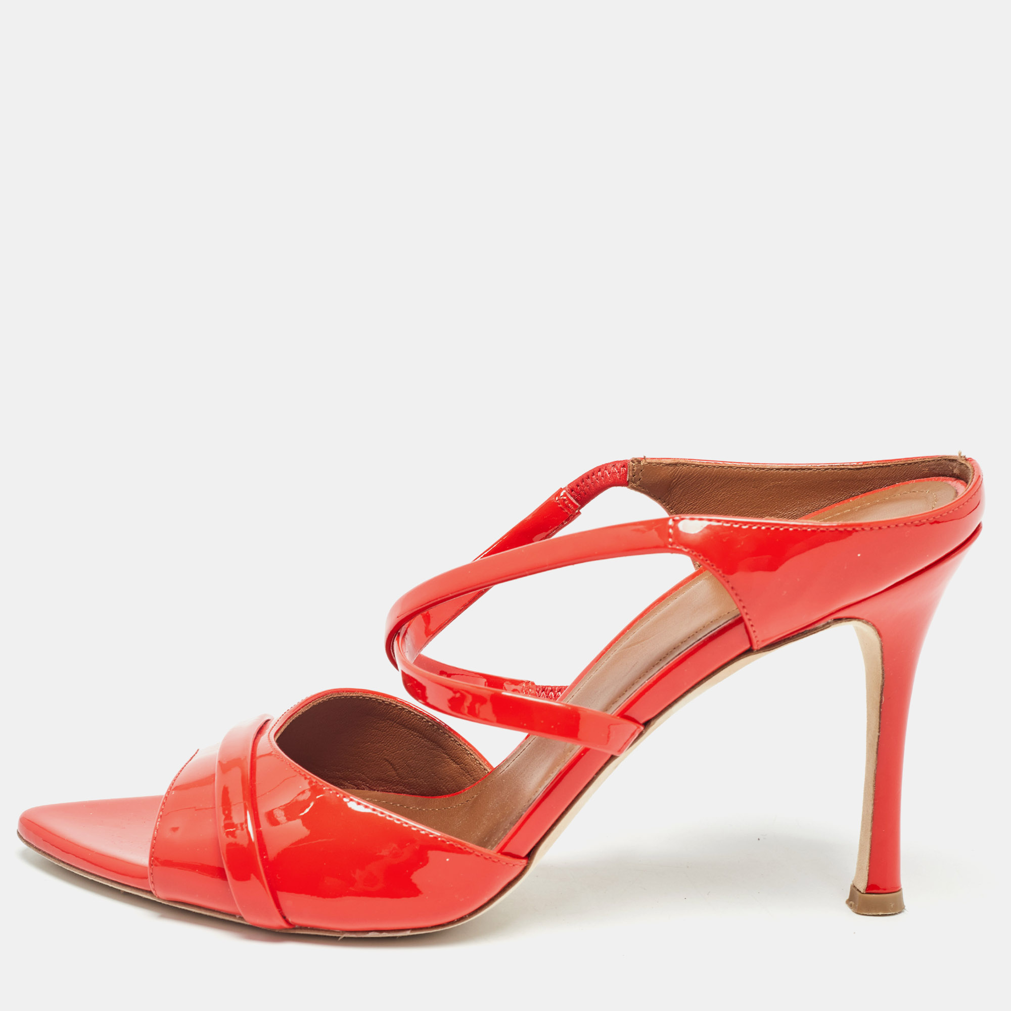

Malone Souliers Red Patent Leather Ankle Strap Sandals Size