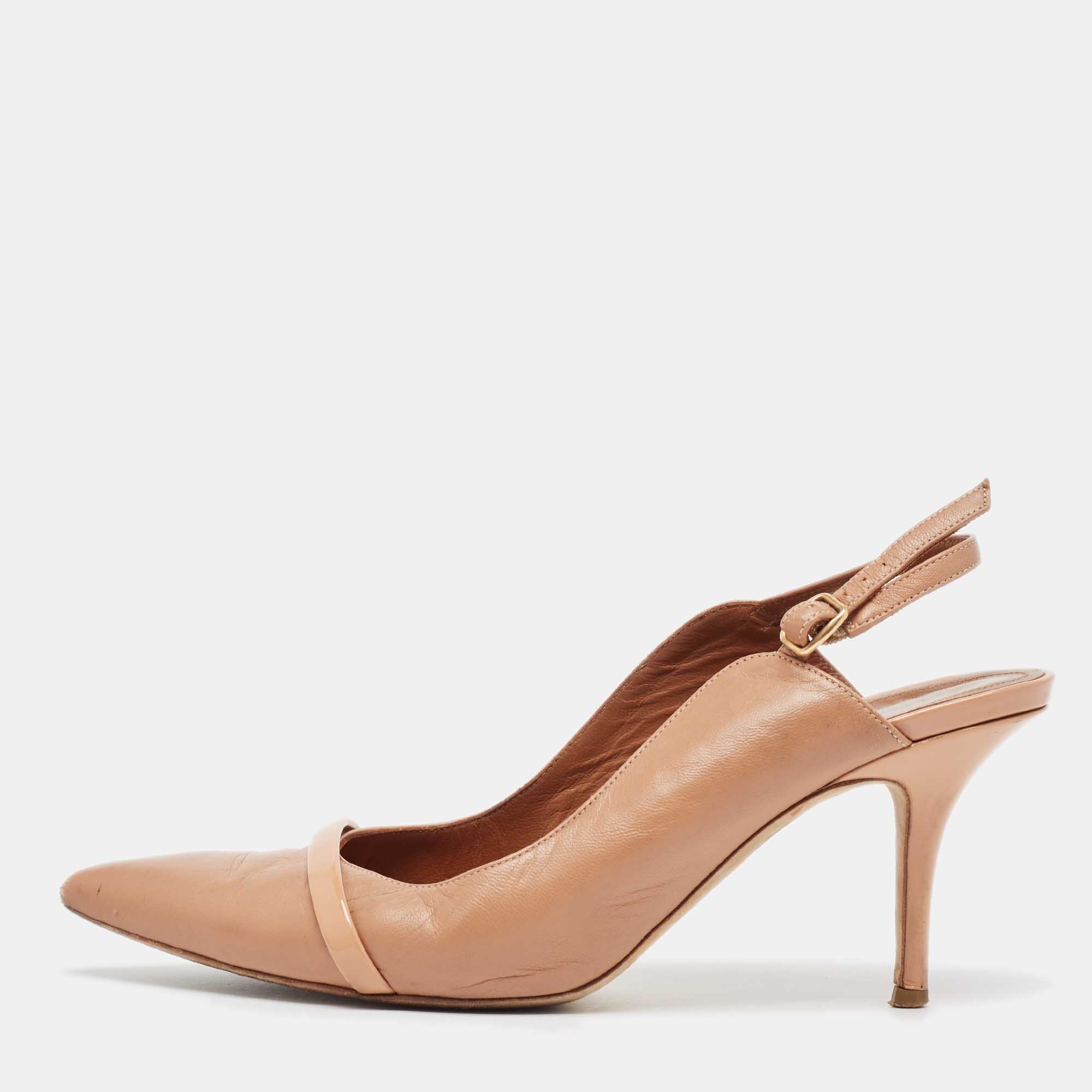 

Malone Souliers Beige Leather Slingback Pumps Size