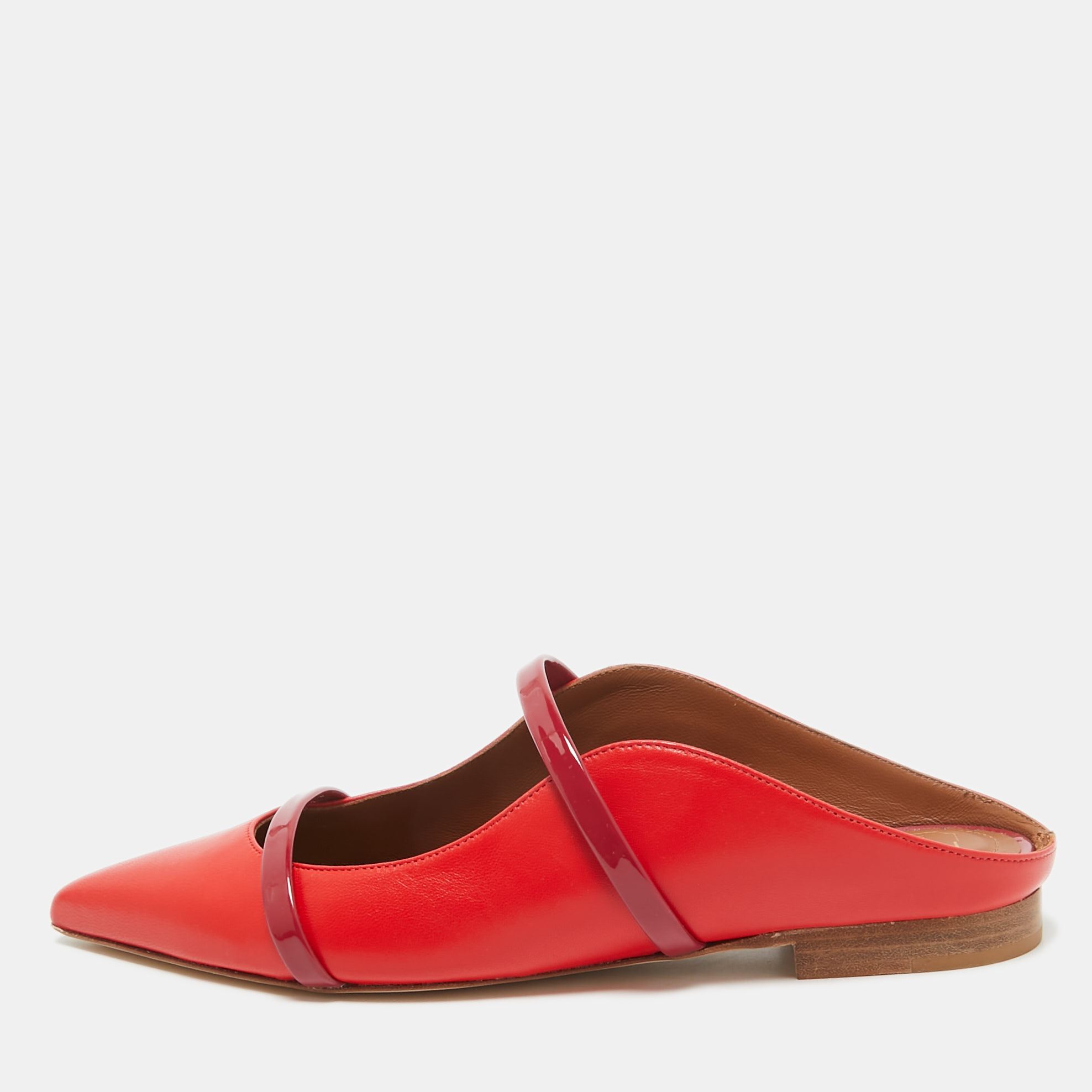 

Malone Souliers Red Leather and Patent Leather Maureen Mules Size