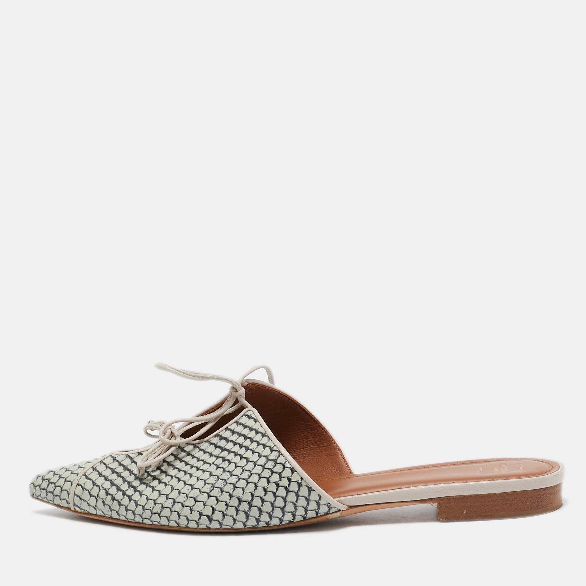 

Malone Souliers Grey Python Maisie Pointed Toe Flat Mules Size