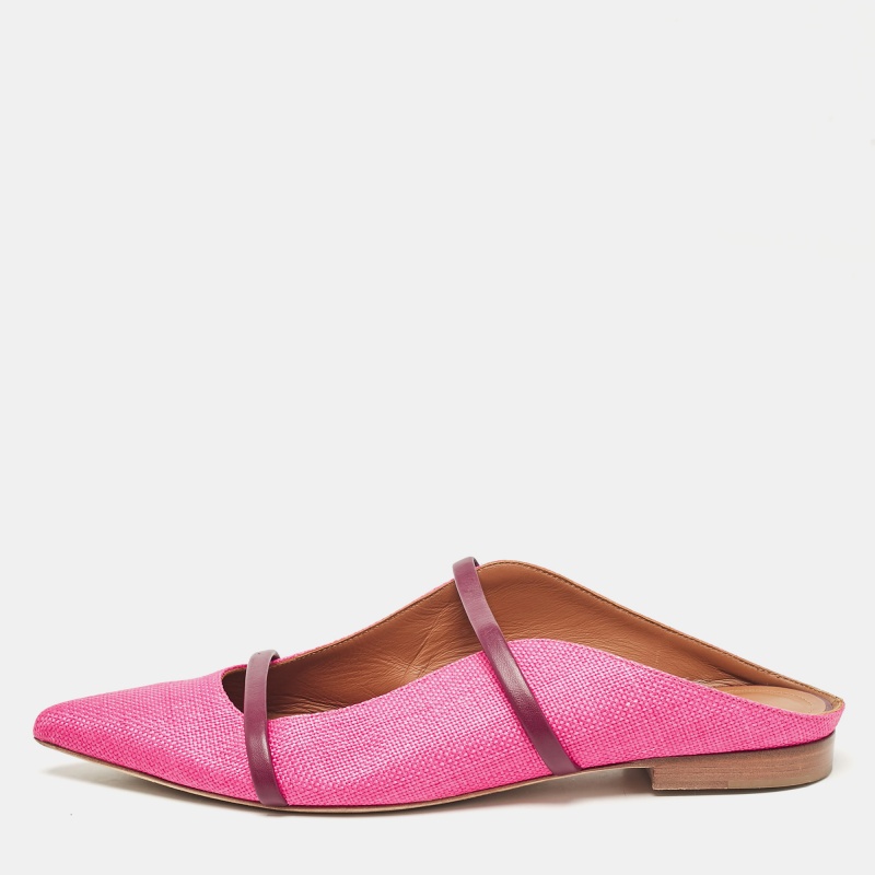 

Malone Souliers Pink Raffia Maureen Flat Mules Size