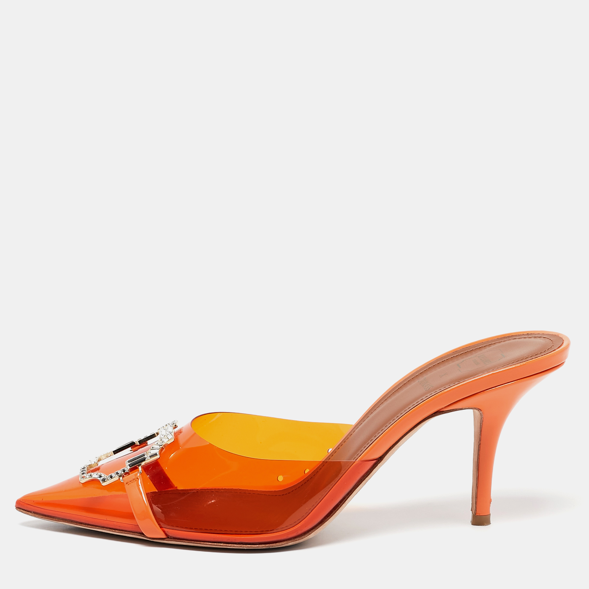 

Malone Souliers Orange PVC Missy Mules Size