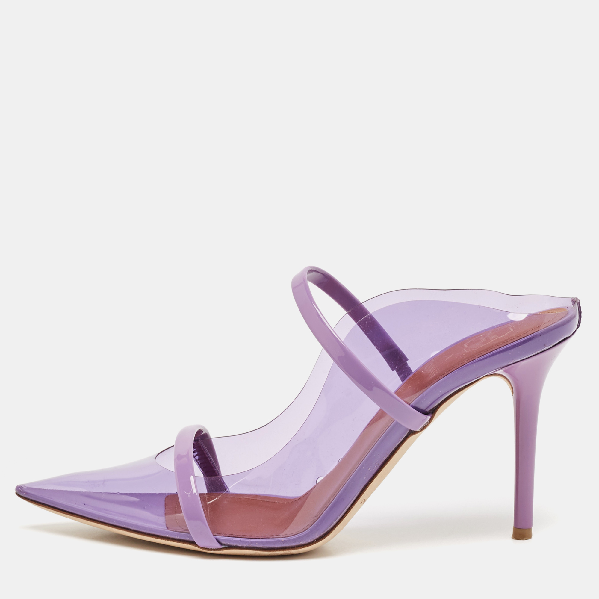 

Malone Souliers Purple Patent Leather and PVC Maureen Mules Size