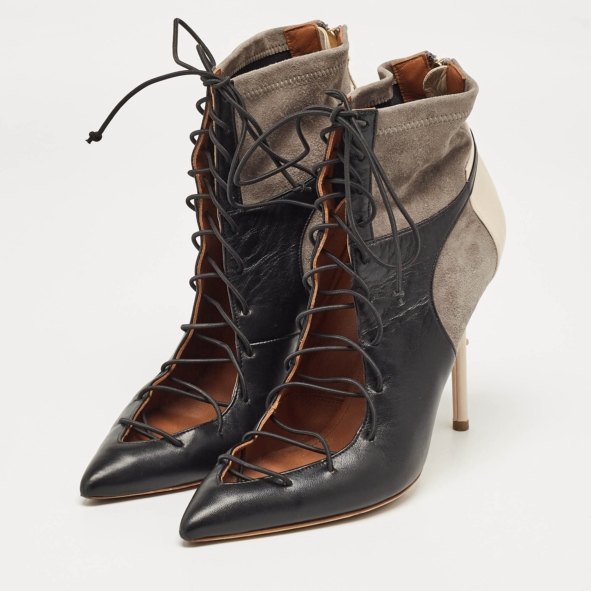 Malone Souliers Multicolor Leather and Suede Montana Ankle Boots Size 38 