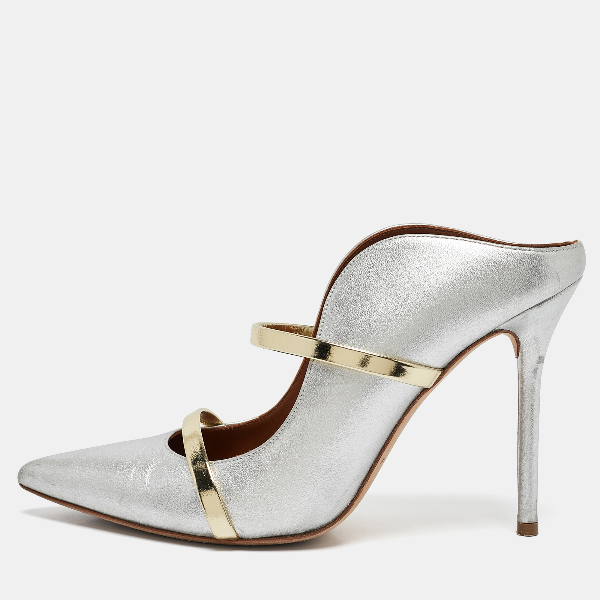 

Malone Souliers Silver Leather Maureen Mules Size