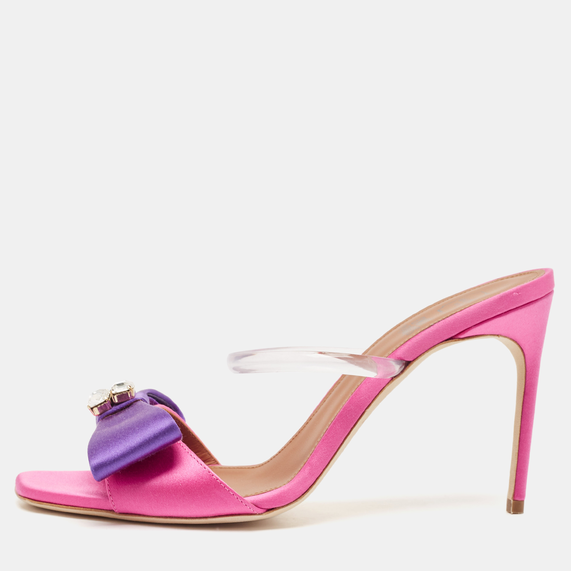 

Malone Souliers Purple/Pink Satin Emily Slide Sandals Size