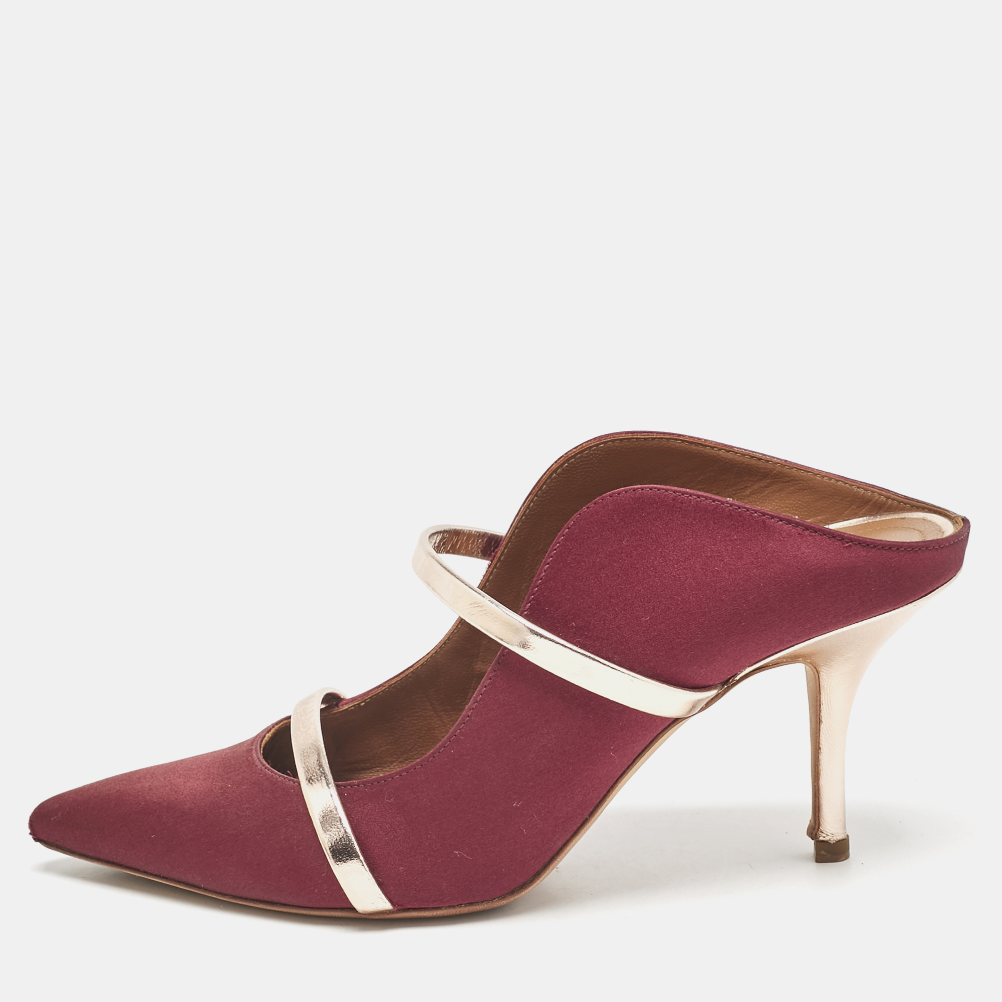 

Malone Souliers Burgundy Leather and Satin Maureen Pumps Size