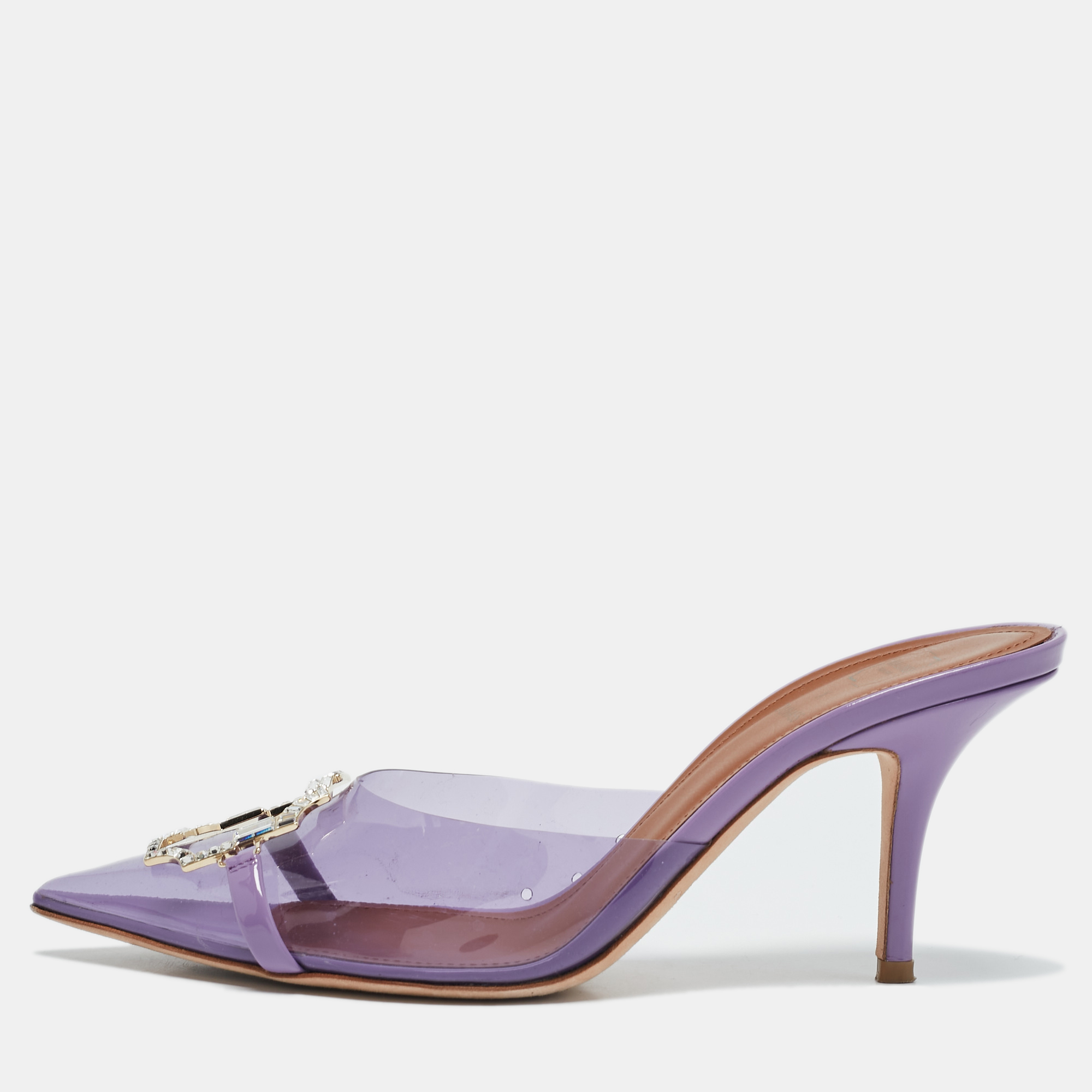 

Malone Souliers Purple Patent Leather and PVC Missy Mules Size