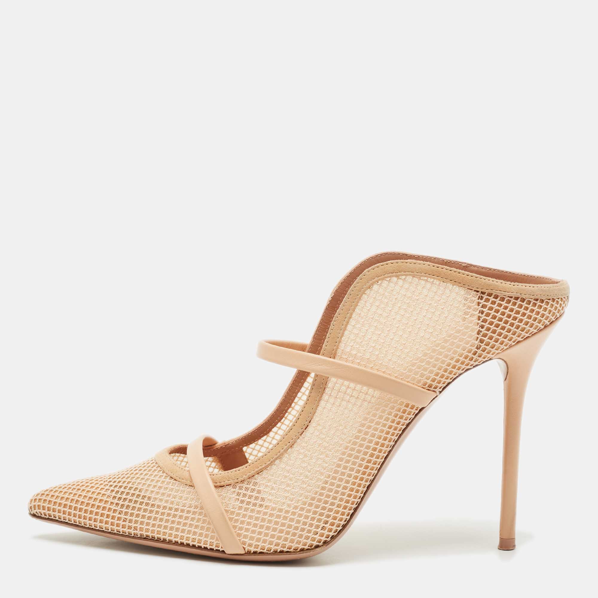 

Malone Souliers Beige Mesh and Leather Maureen Mules Size