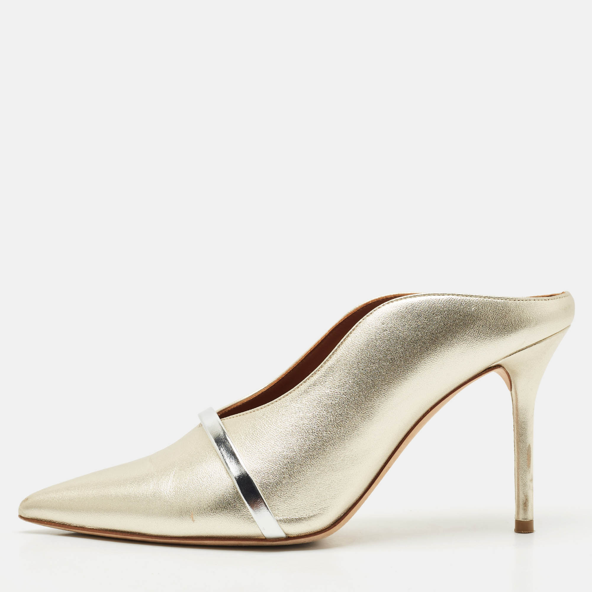 

Malone Souliers Gold/Silver Leather Maureen Mules Size