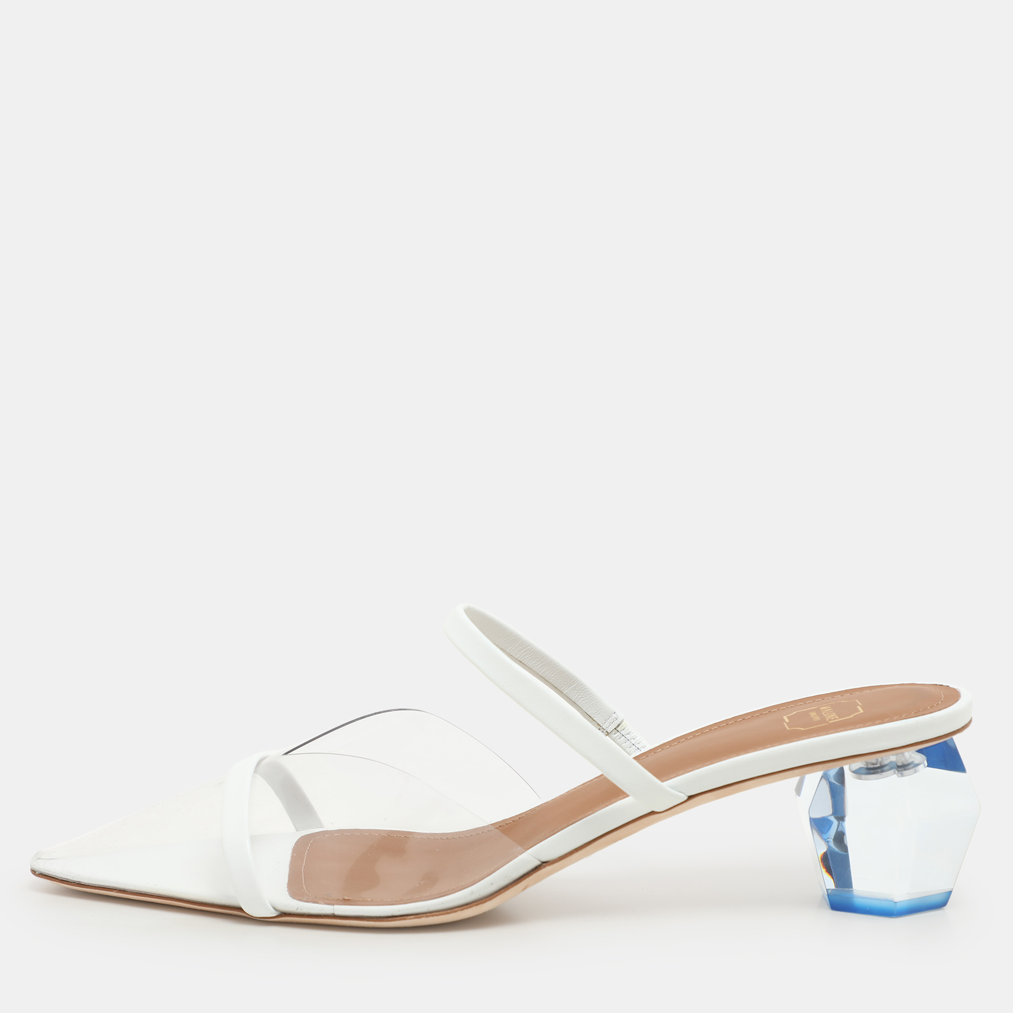 

Malone Souliers Transparent/White Leather and PVC Lana Pumps Size 39