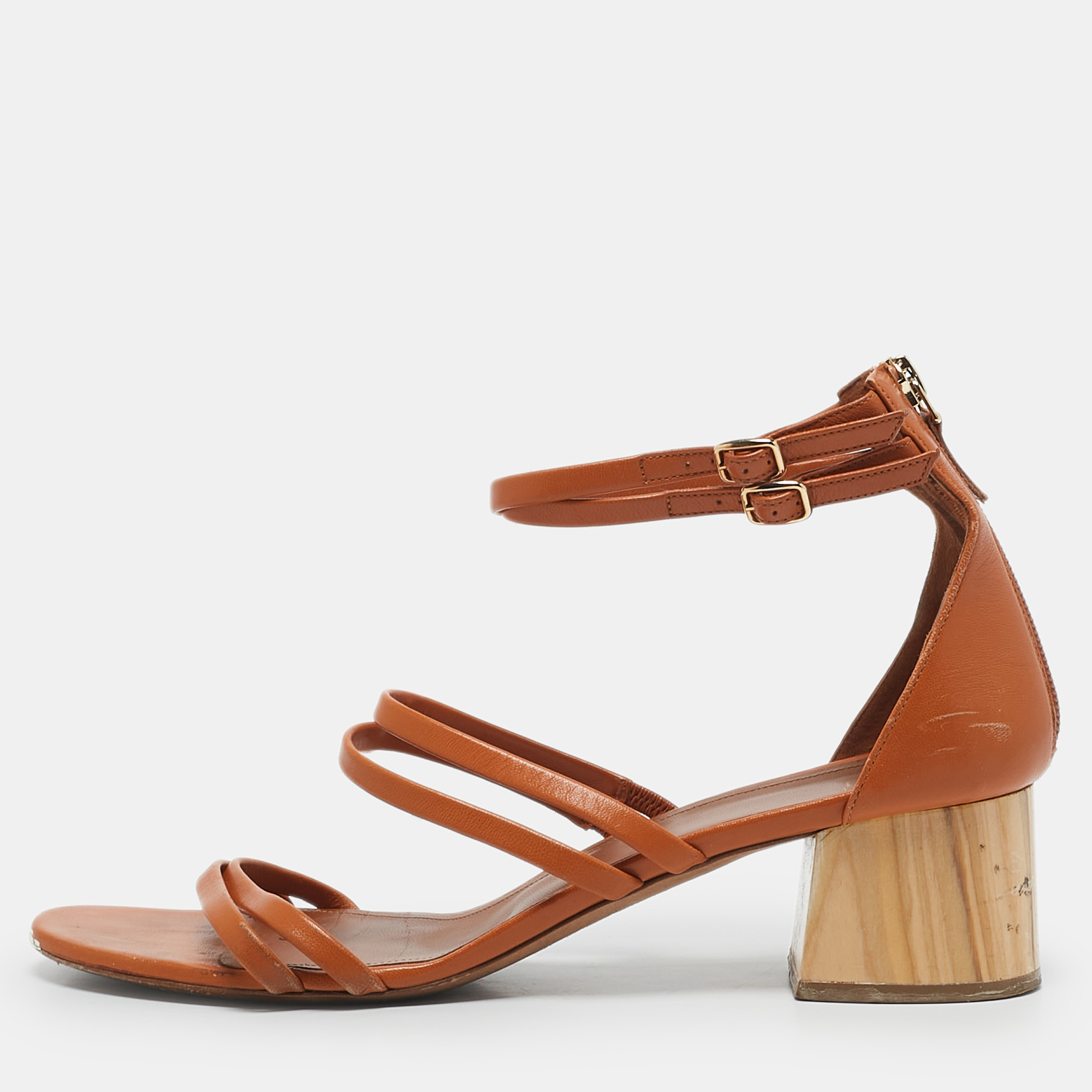 

Malone Souliers Brown Leather Block Heel Ankle Strap Sandals Size