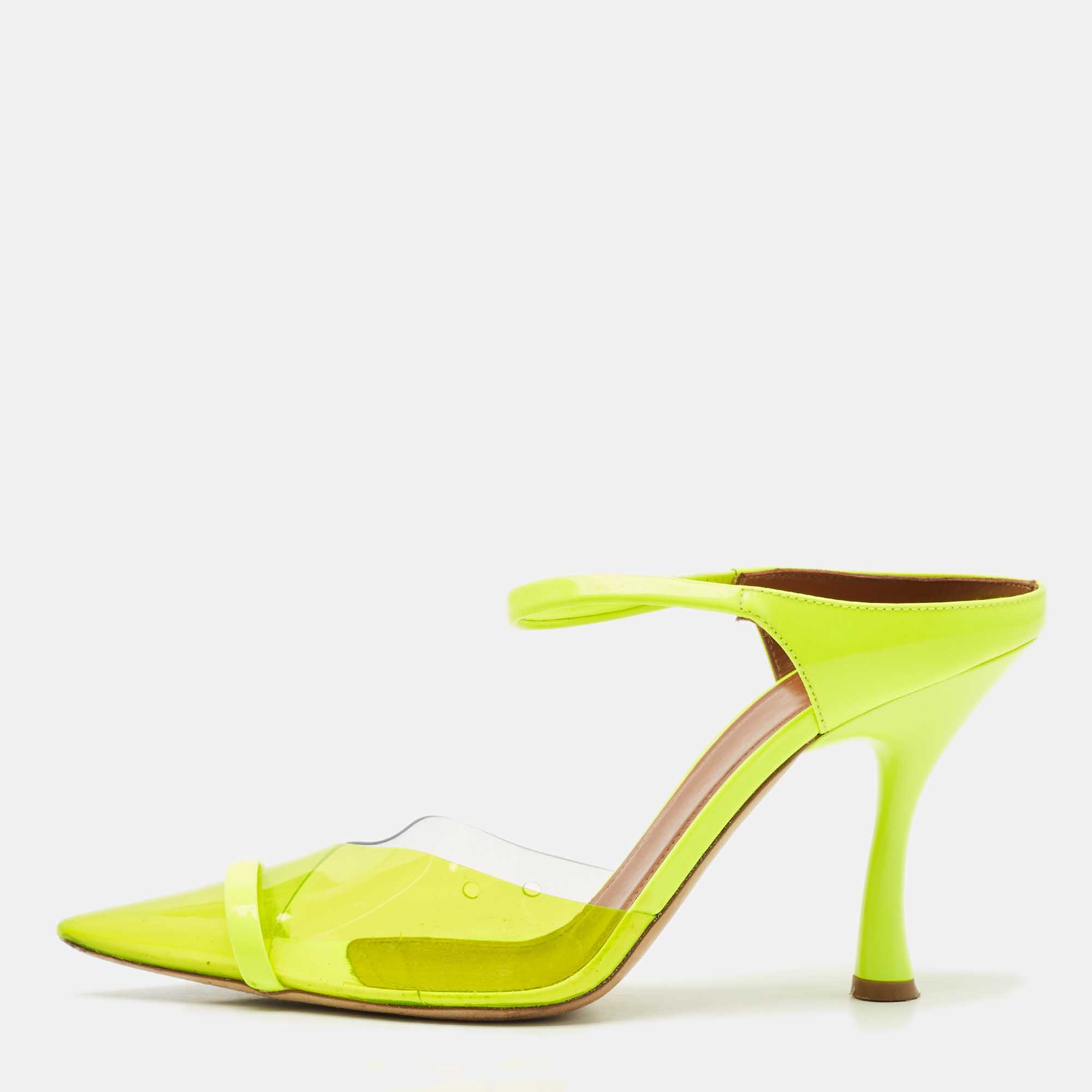

Malone Souliers Green/Transparent PVC Maureen Pointed Toe Mules Size