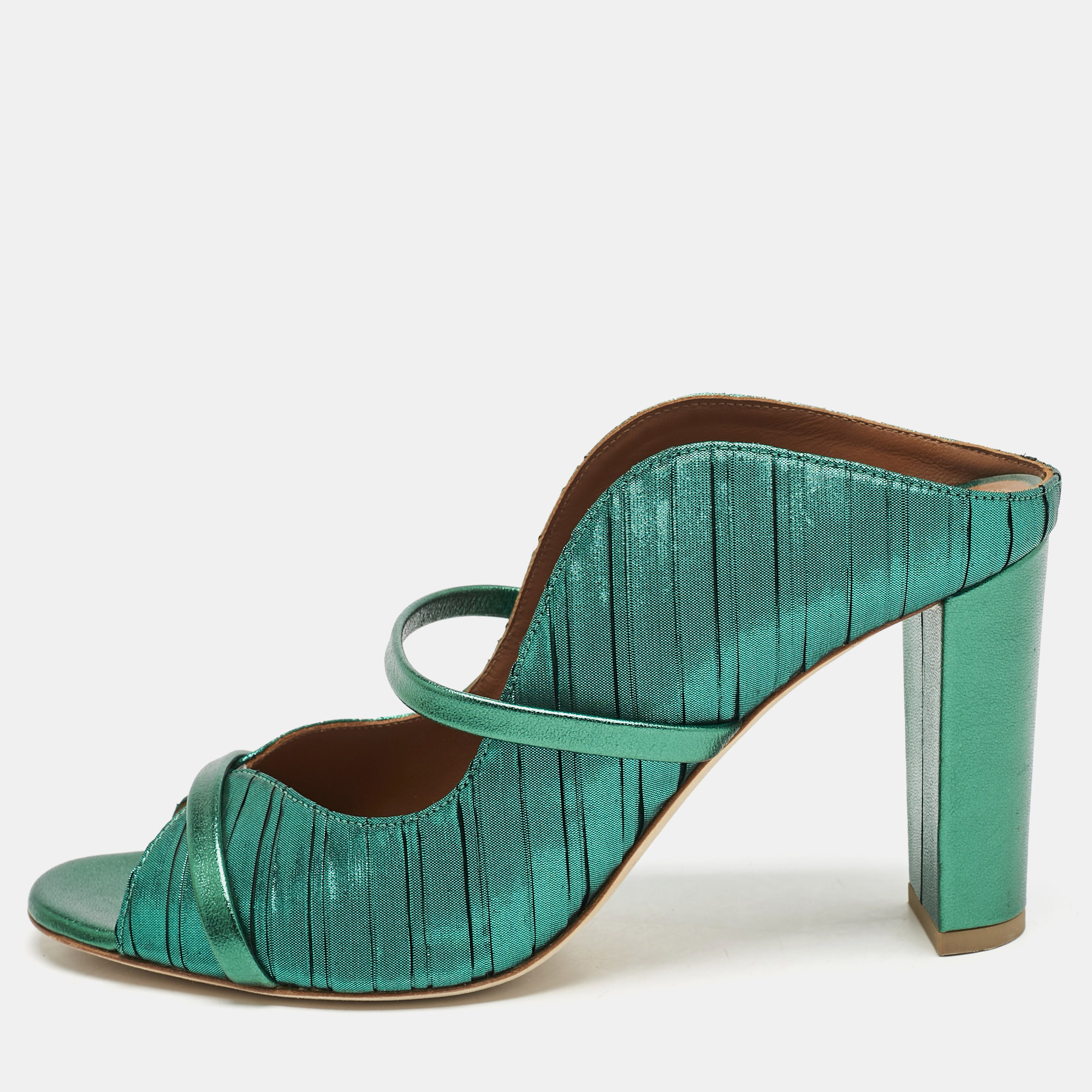 

Malone Souliers Green Pleated Fabric and Leather Norah Mules Size