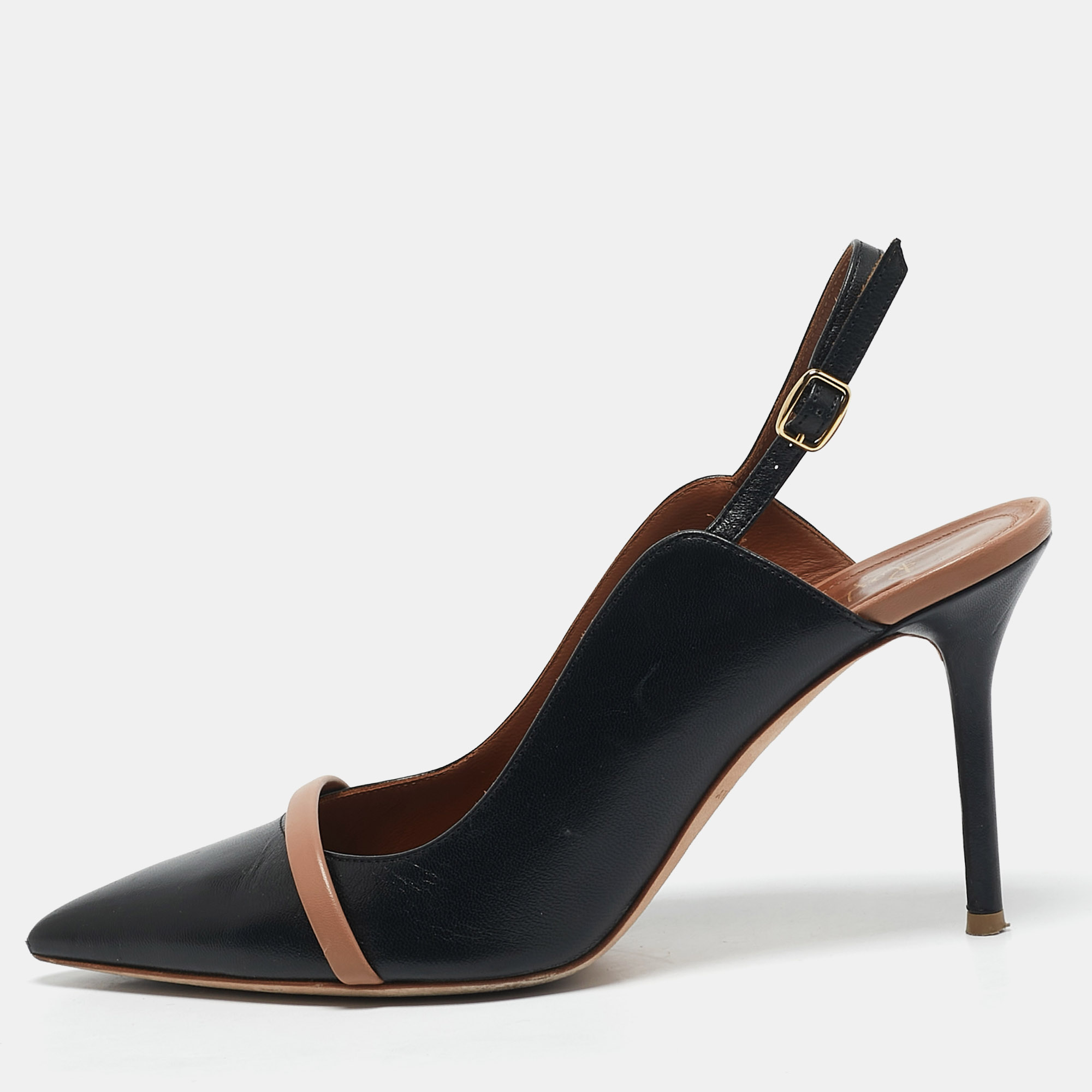 

Malone Souliers Black Leather Marion Slingback Pumps Size