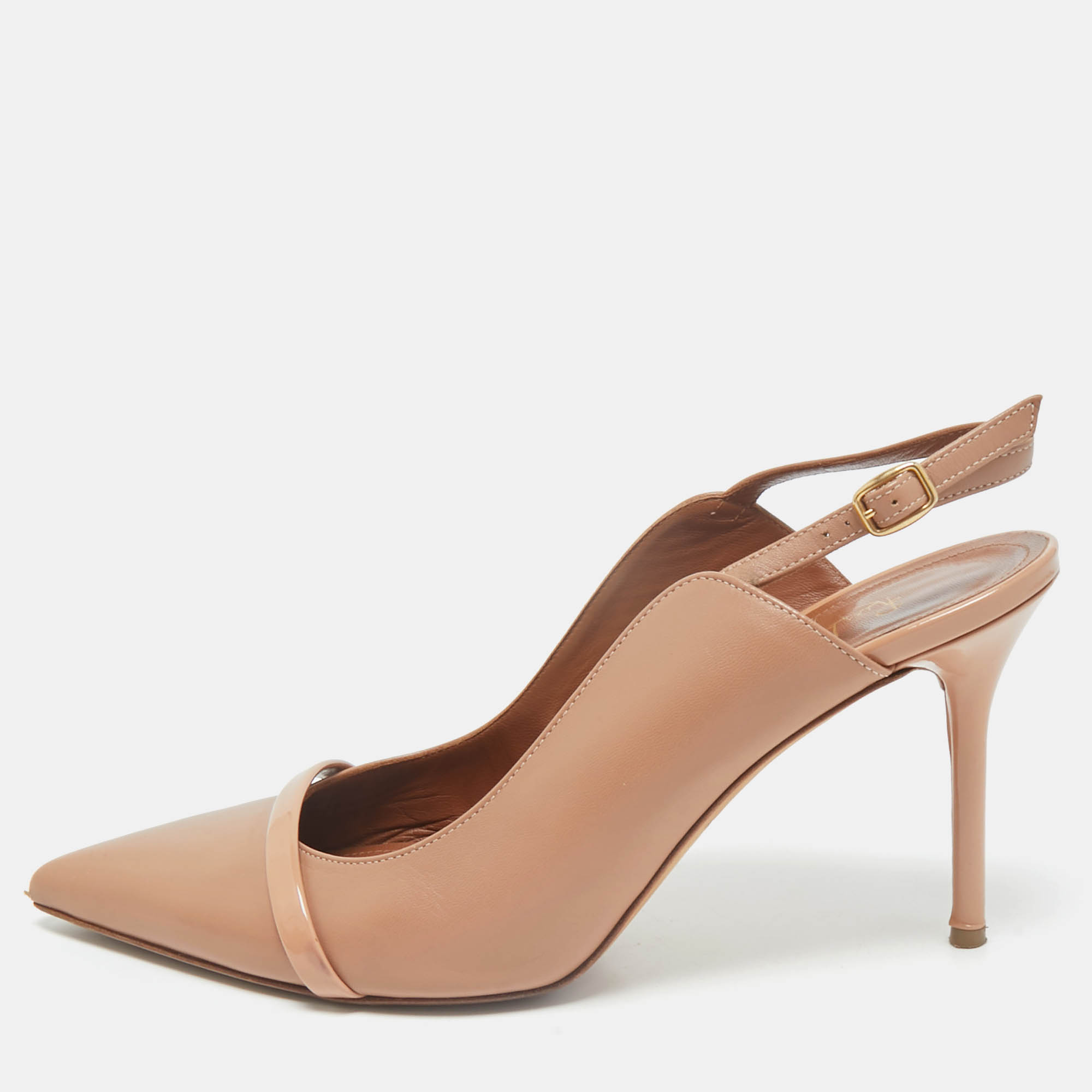 

Malone Souliers Beige Leather and Patent Leather Marion Pumps Size