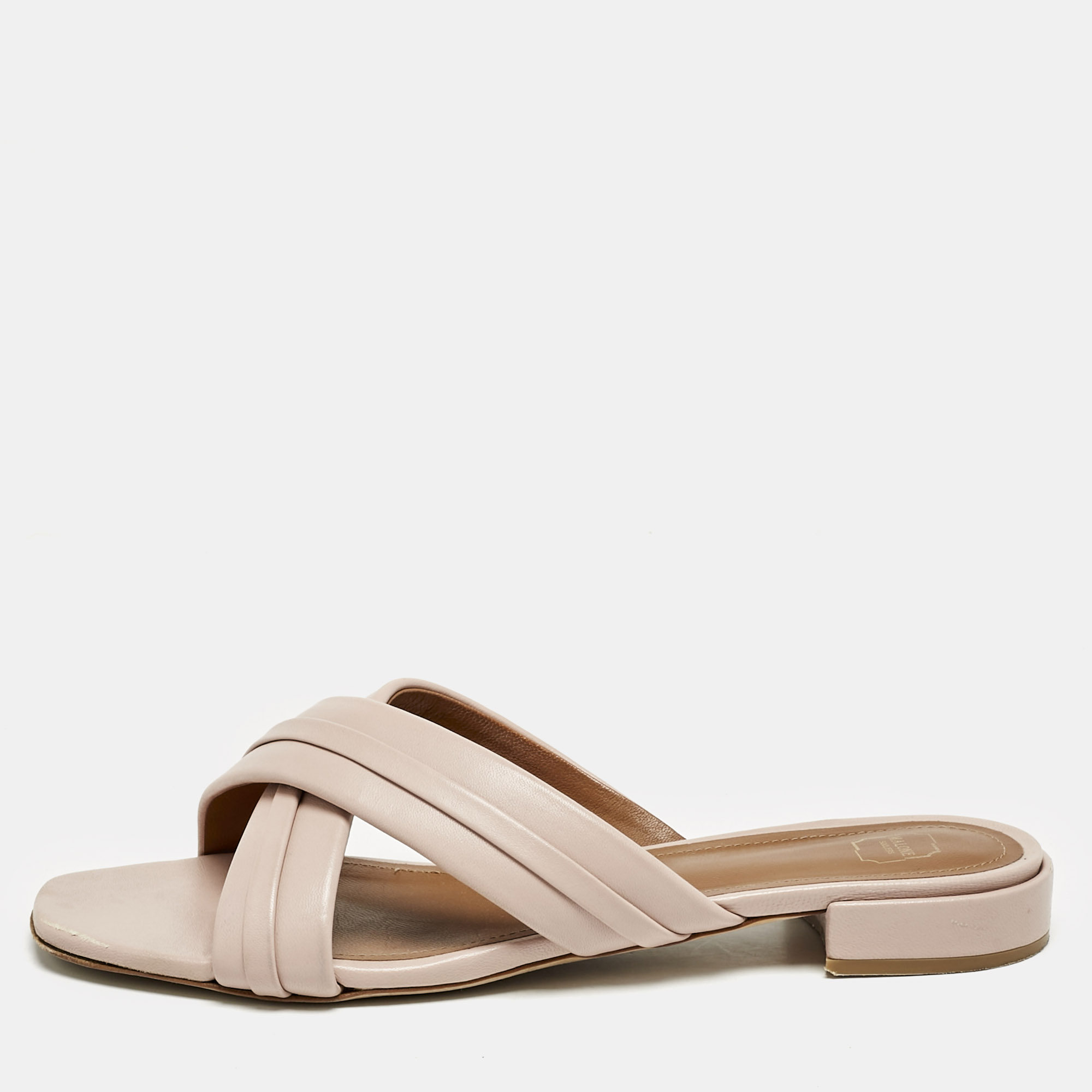 

Malone Souliers Dusty Pink Leather Gavi Flat Slides Size