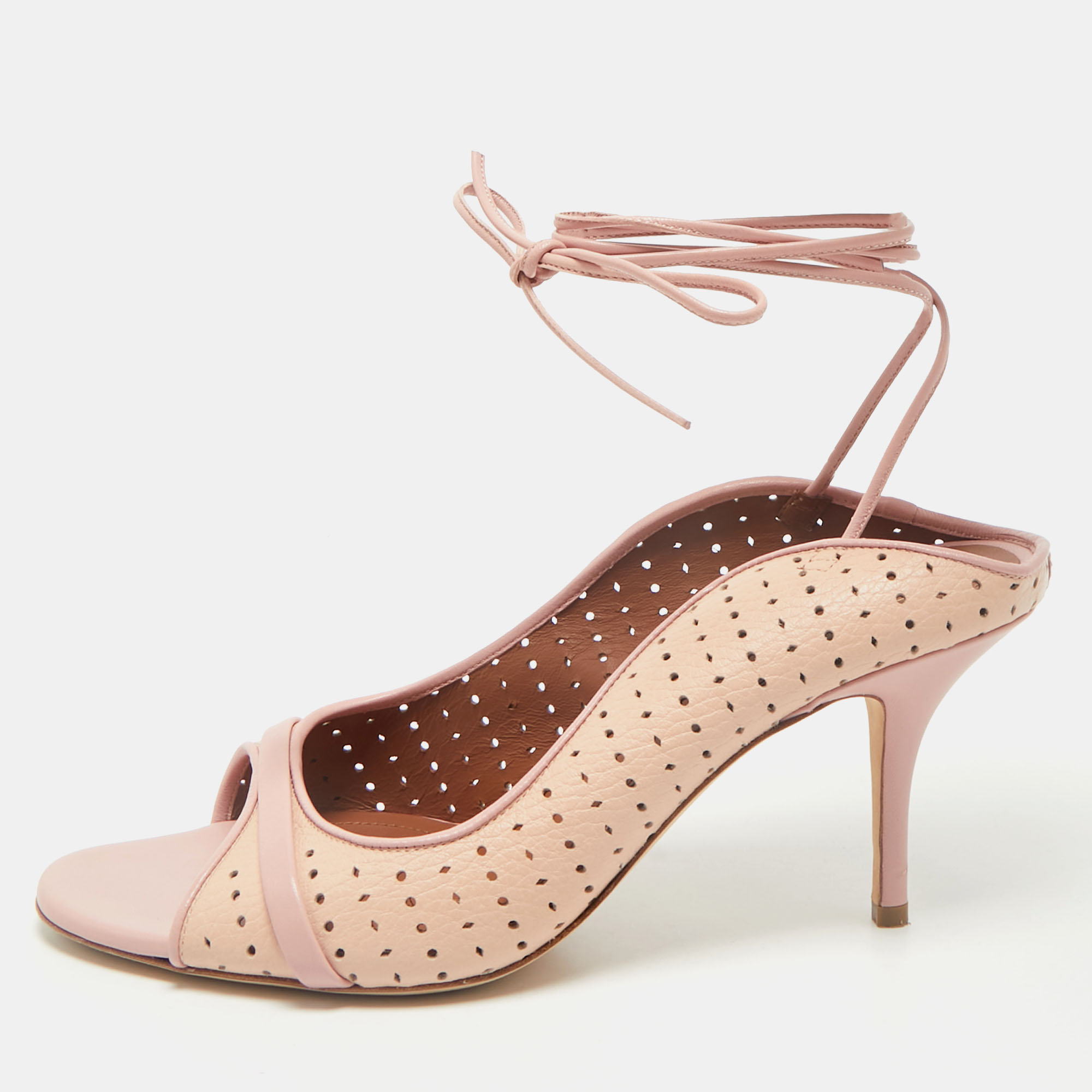 

Malone Souliers Pink Leather Alba Ankle Tie Sandals Size