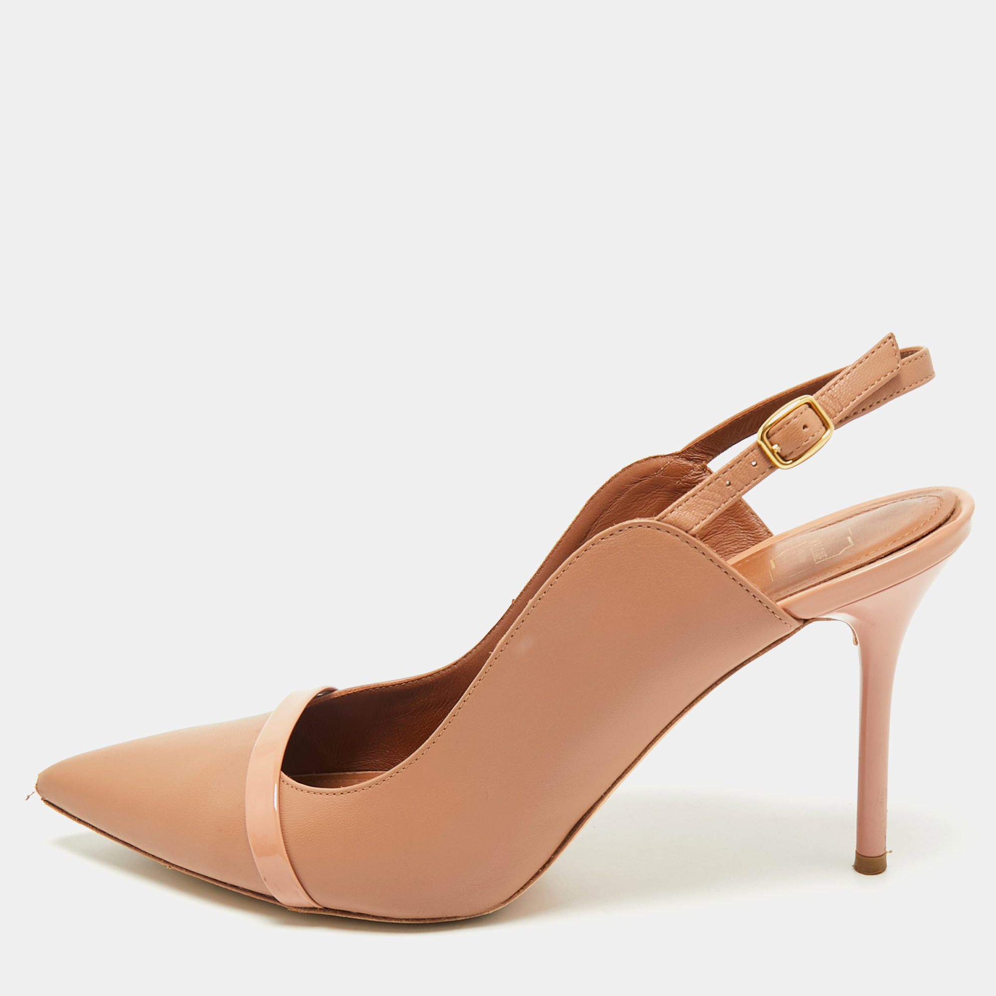 

Malone Souliers Beige Leather Marion Pointed Toe Slingback Pumps Size