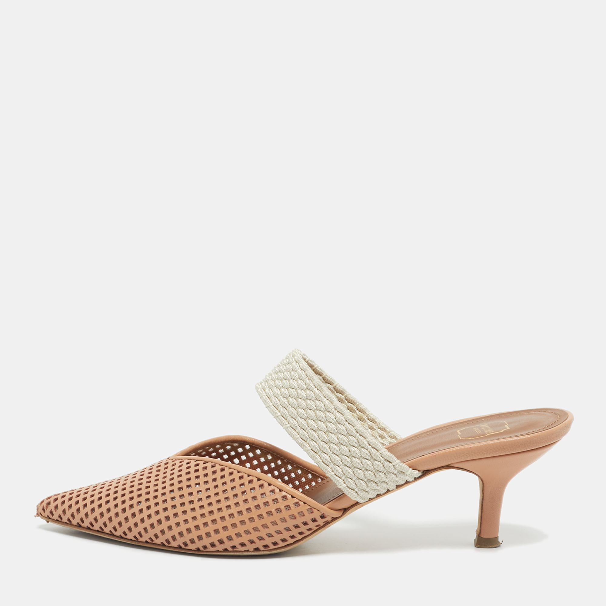 

Malone Souliers Beige/Cream Fabric and Leather Maisie Mules Size