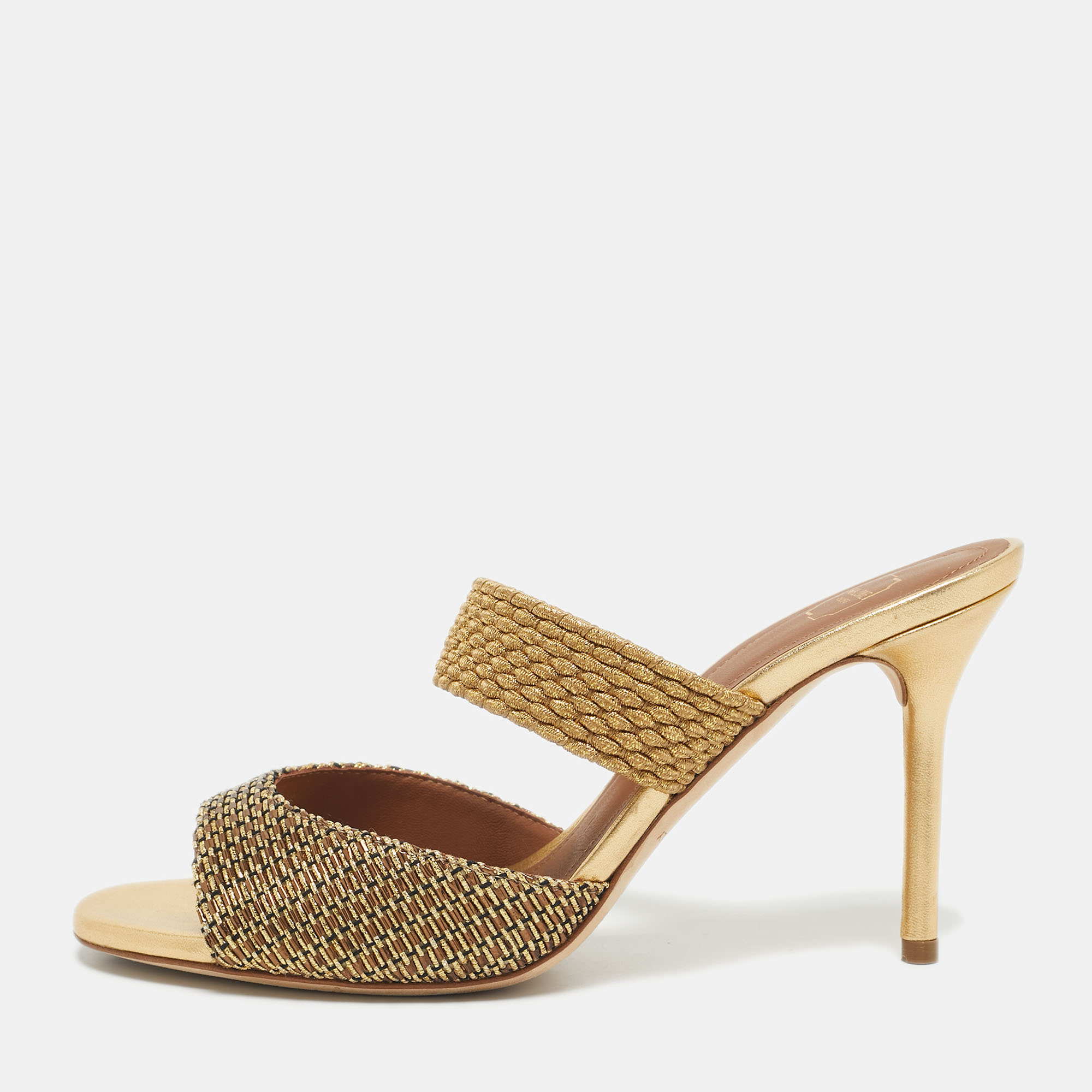 

Malone Souliers Woven Lurex Fabric Milena Sandals Size 37, Gold